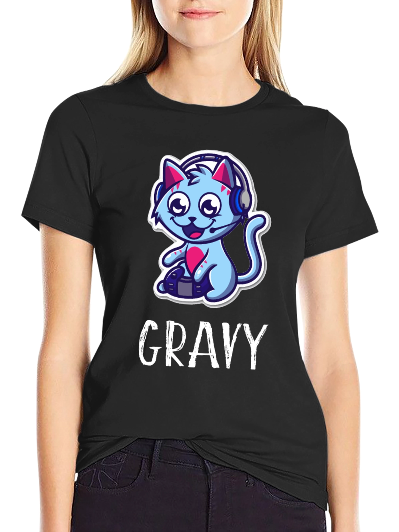 Gamer Cat Graphic Tee - Gravy T-Shirt