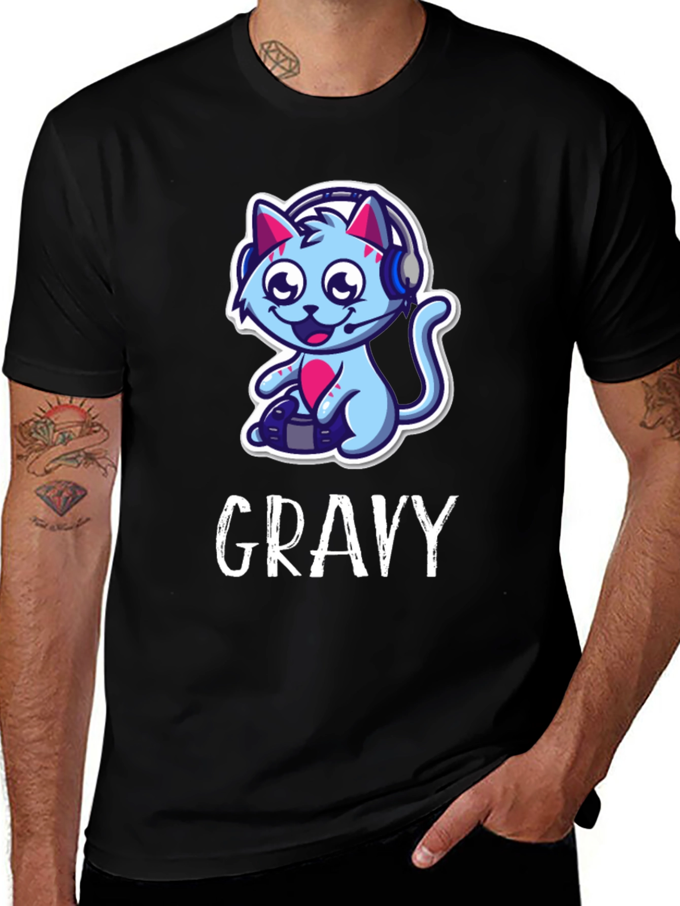 Gamer Cat Graphic Tee - Gravy T-Shirt
