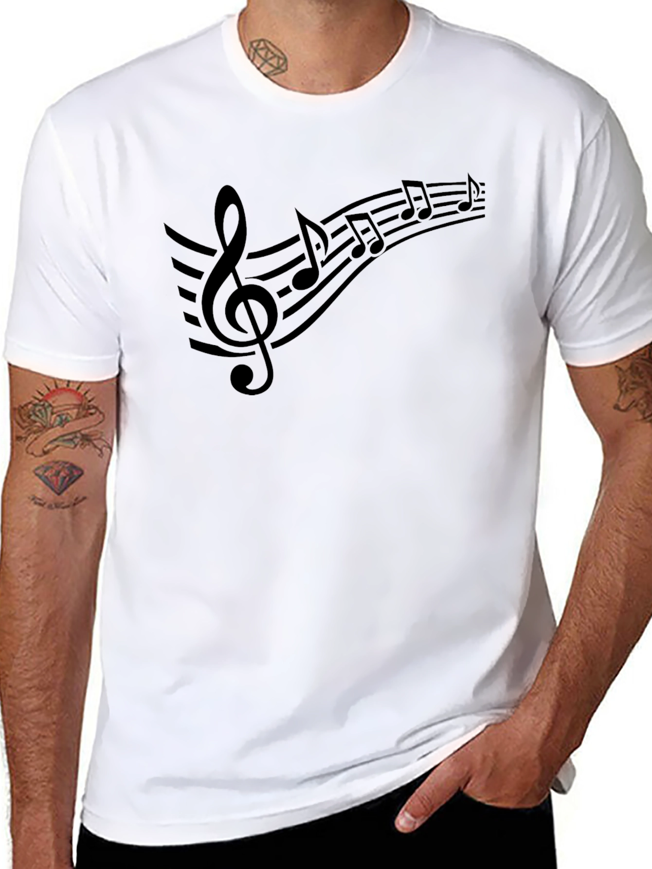 Music Notes Graphic T-Shirt - Casual Tee