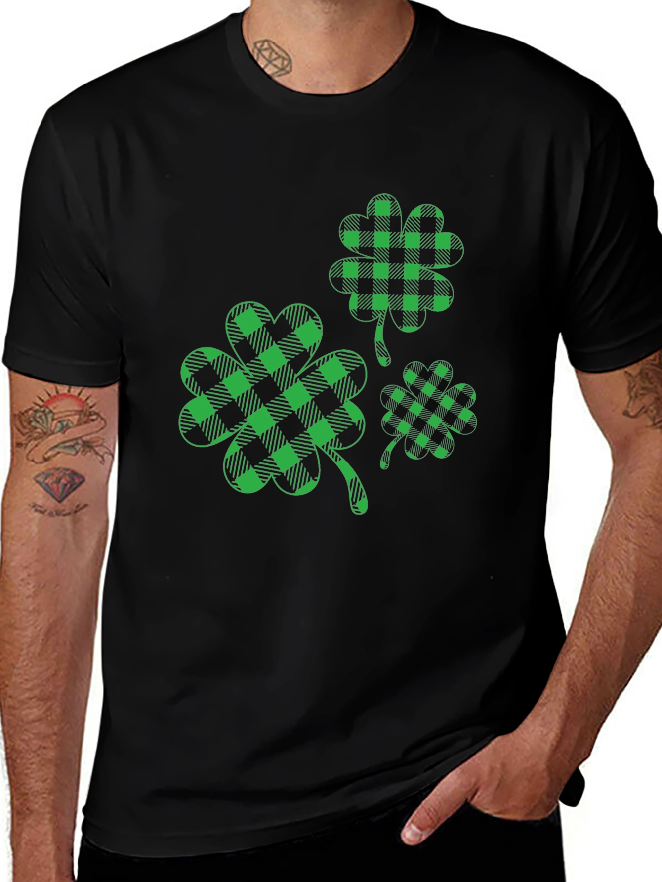 St. Patricks Day Shamrock Plaid T-Shirt