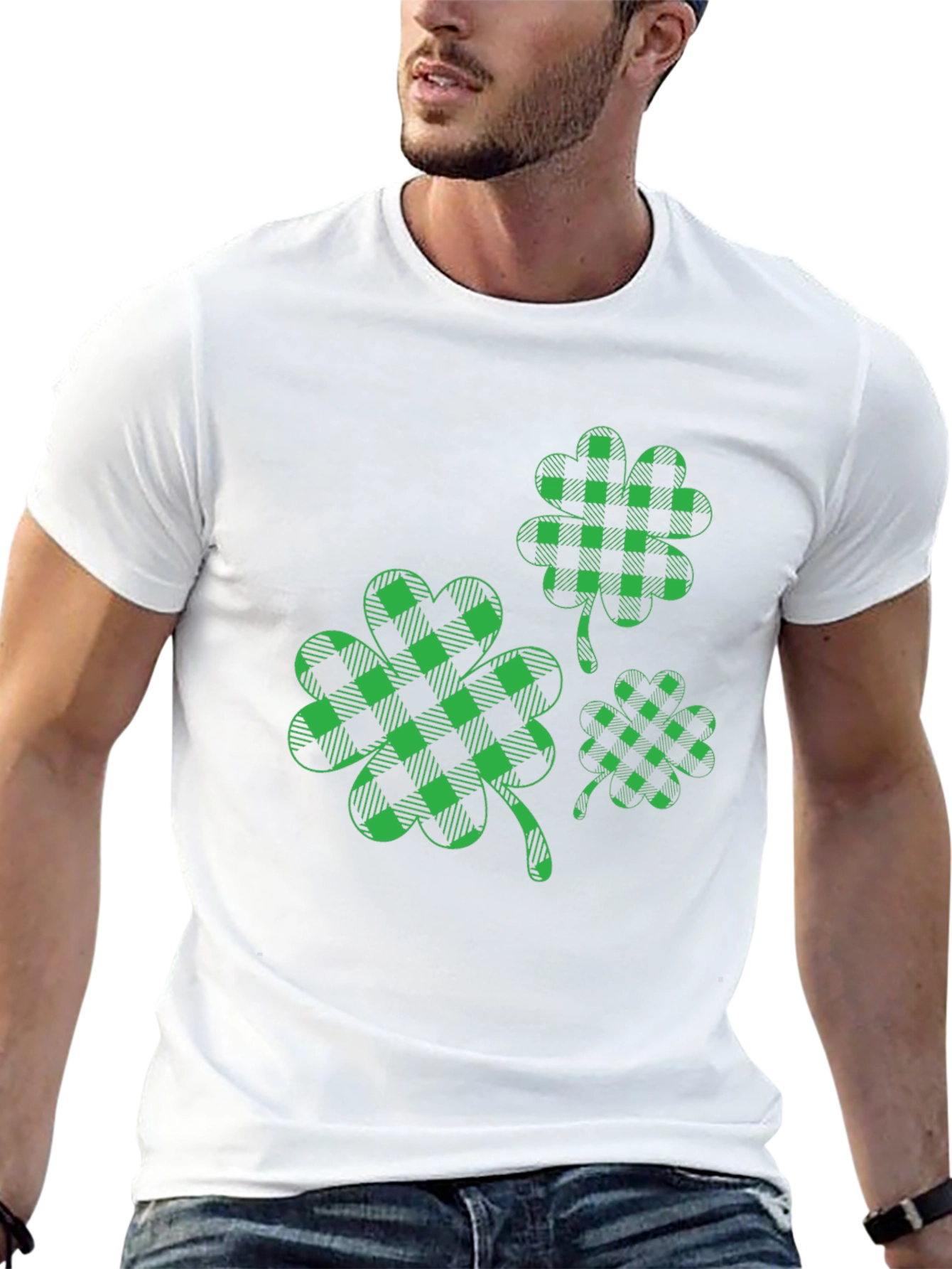 St. Patricks Day Shamrock Plaid T-Shirt