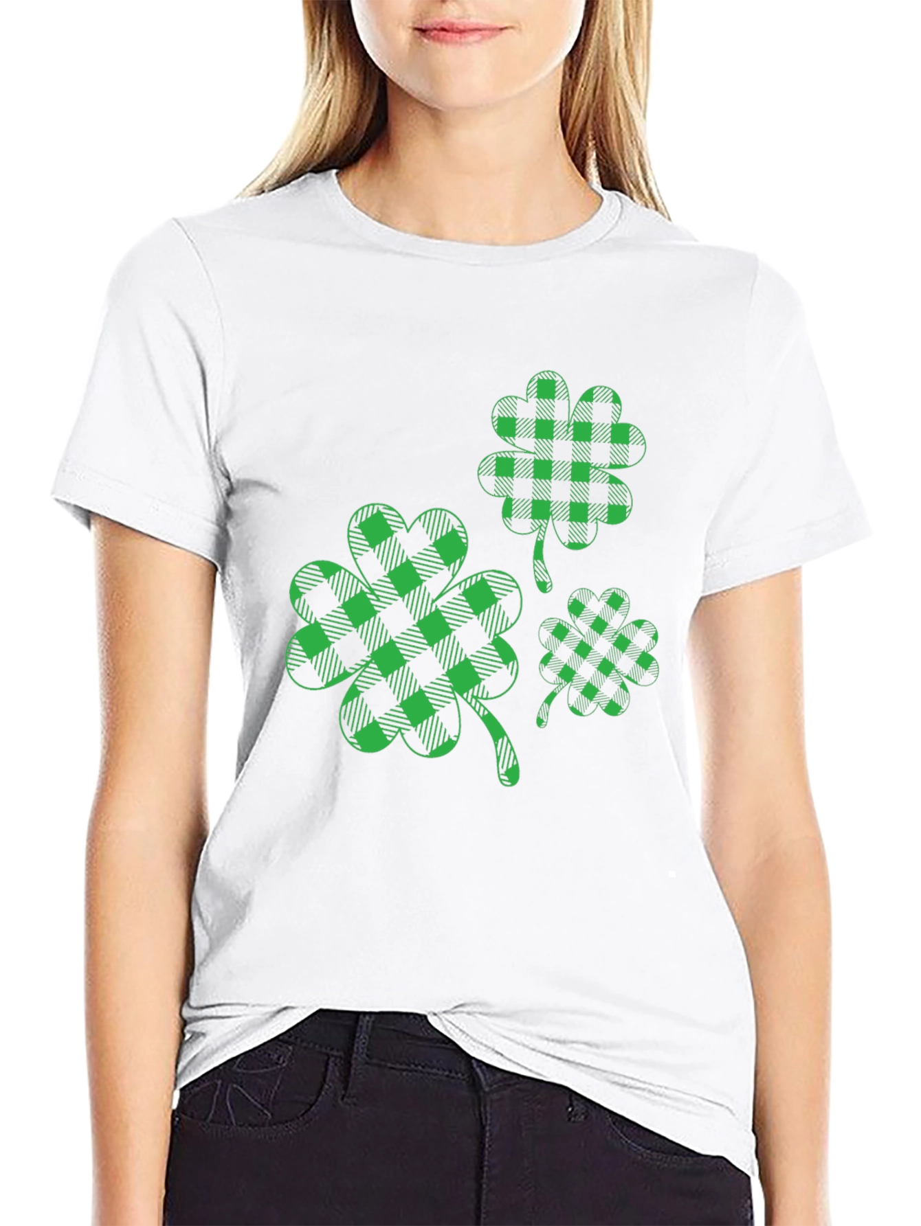St. Patricks Day Shamrock Plaid T-Shirt