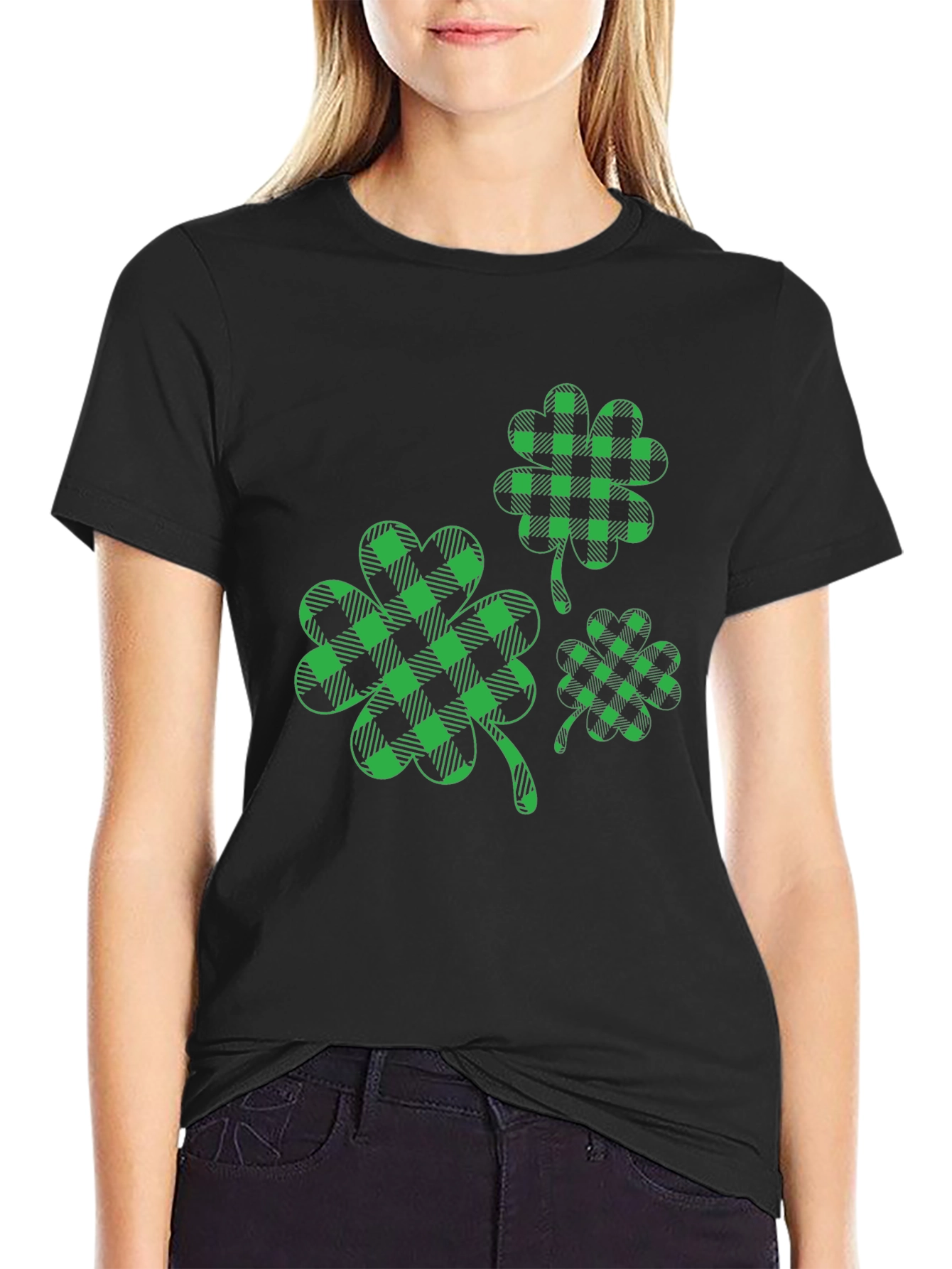 St. Patricks Day Shamrock Plaid T-Shirt