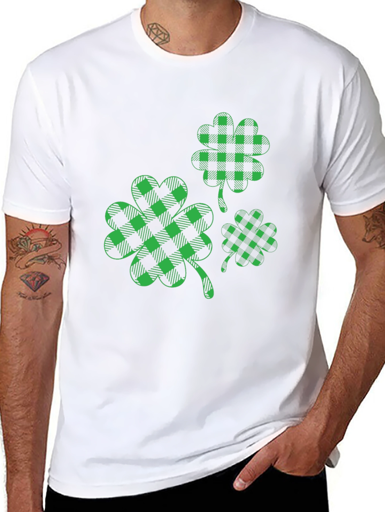 St. Patricks Day Shamrock Plaid T-Shirt