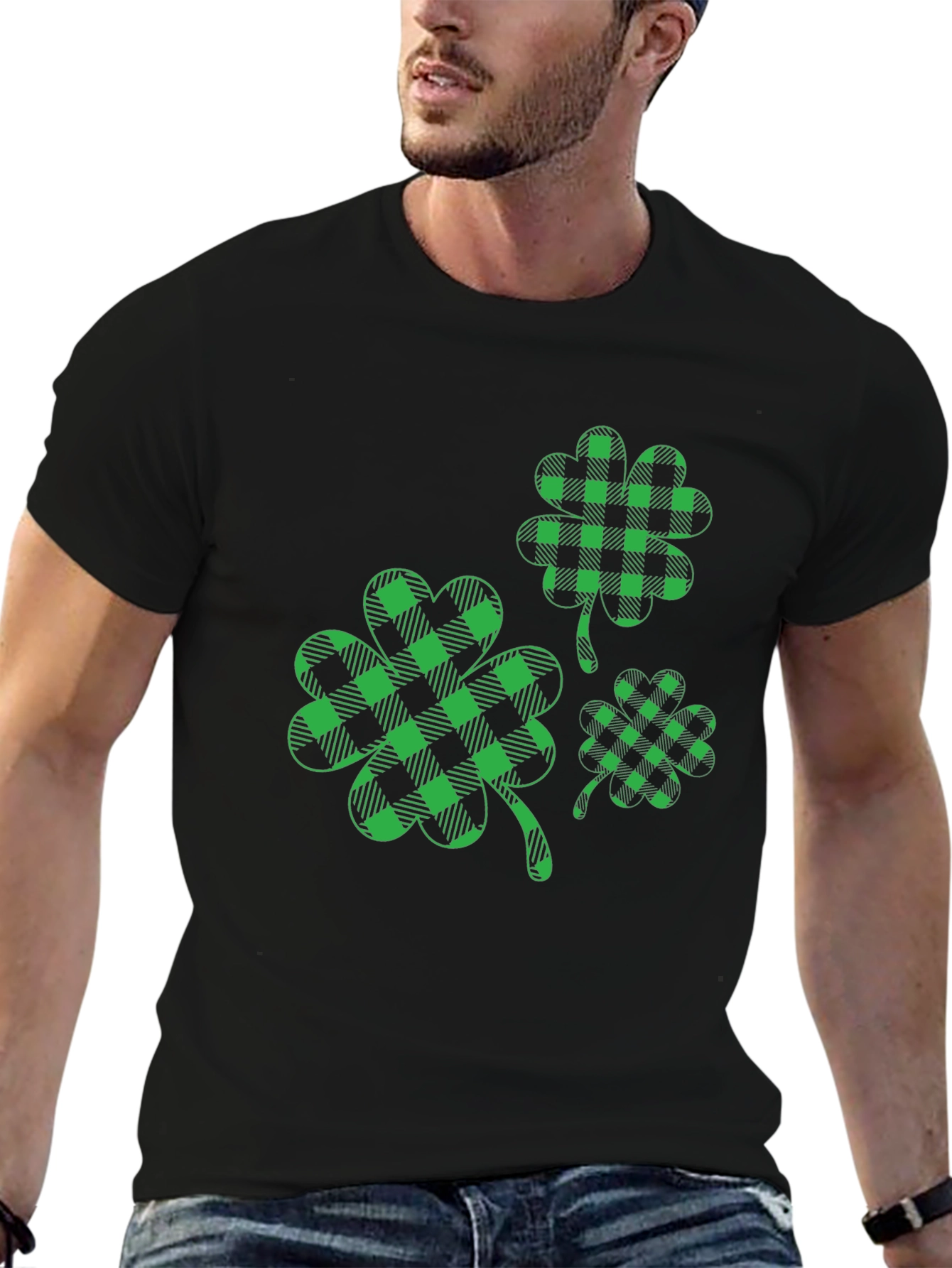 St. Patricks Day Shamrock Plaid T-Shirt