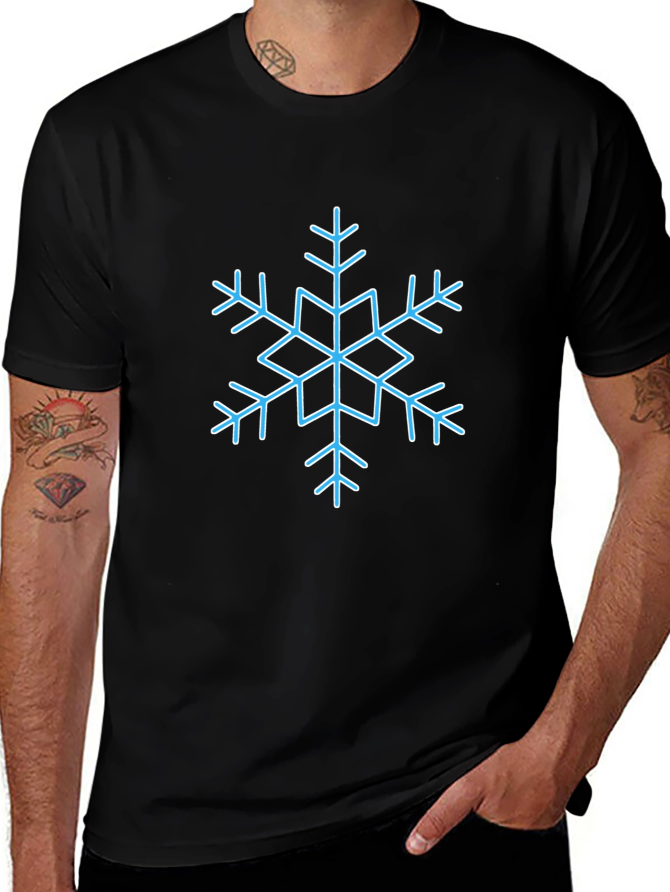 Snowflake Graphic Tee - Black Cotton Blend