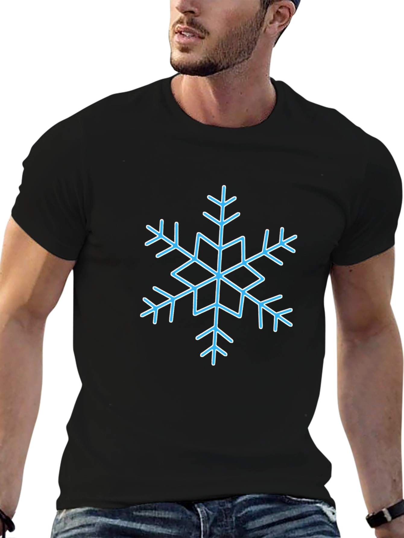 Snowflake Graphic Tee - Black Cotton Blend