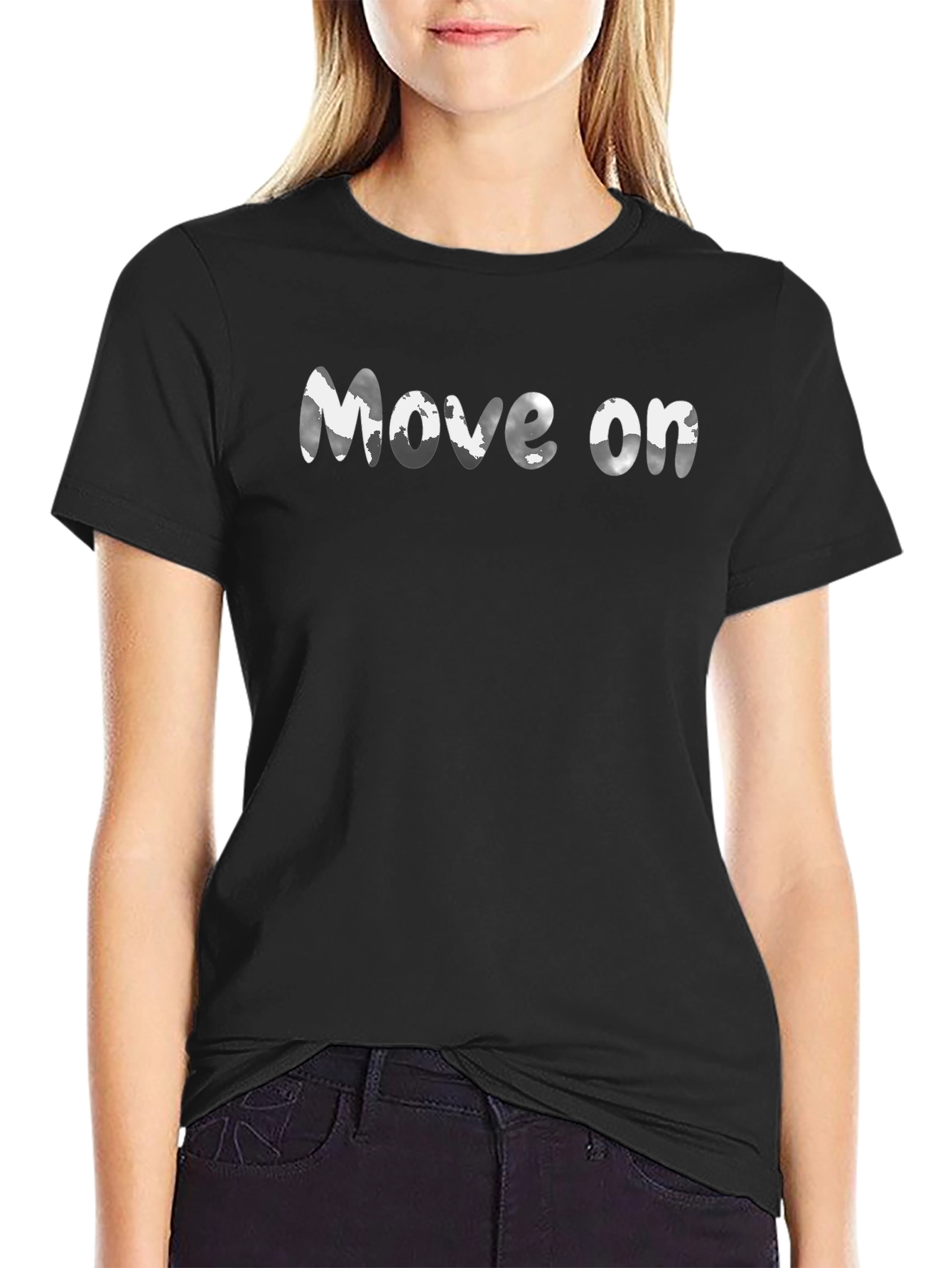 Move On Graphic Black Tee