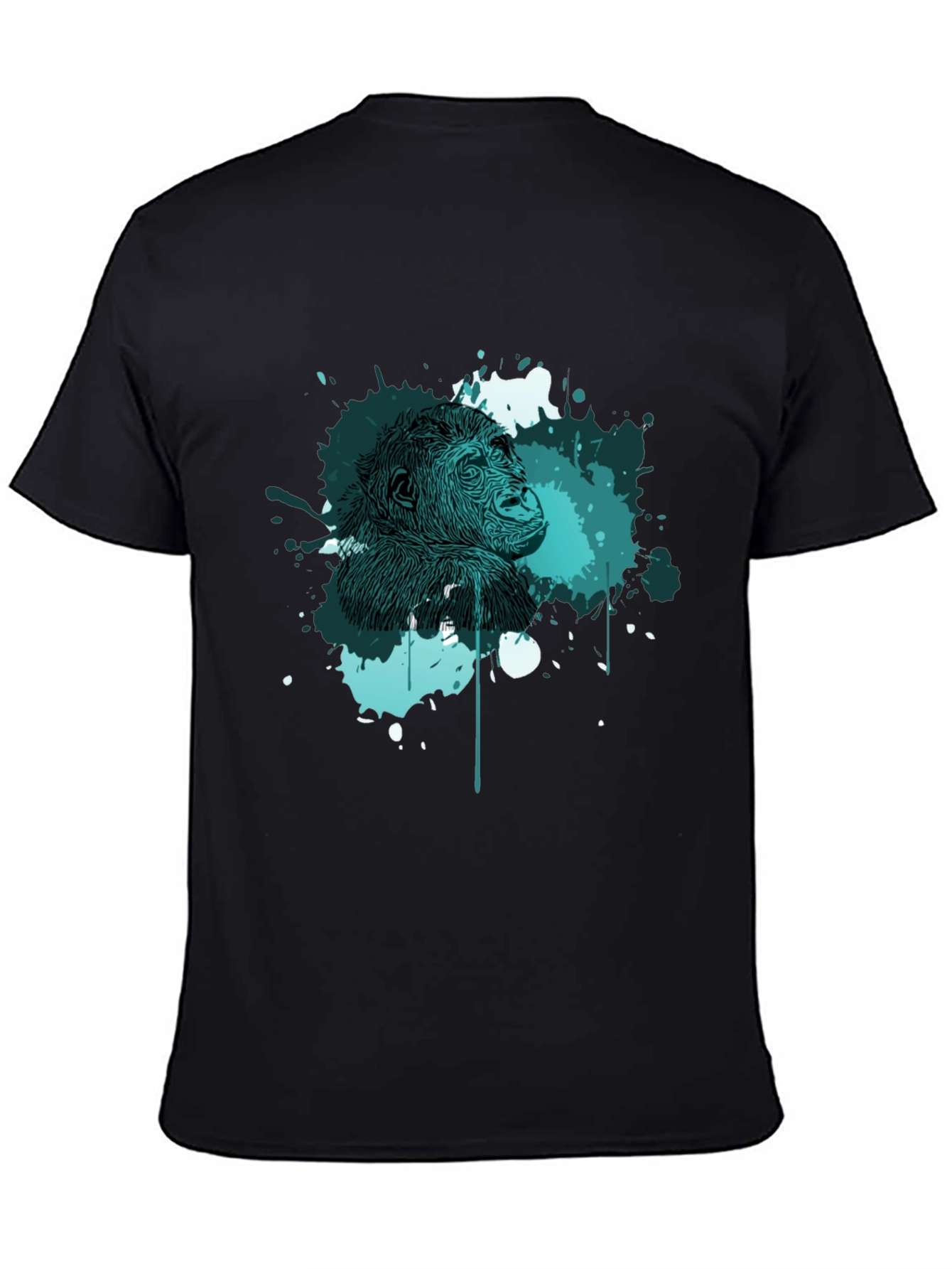 Abstract Gorilla Graphic Print Mens Black T-Shirt