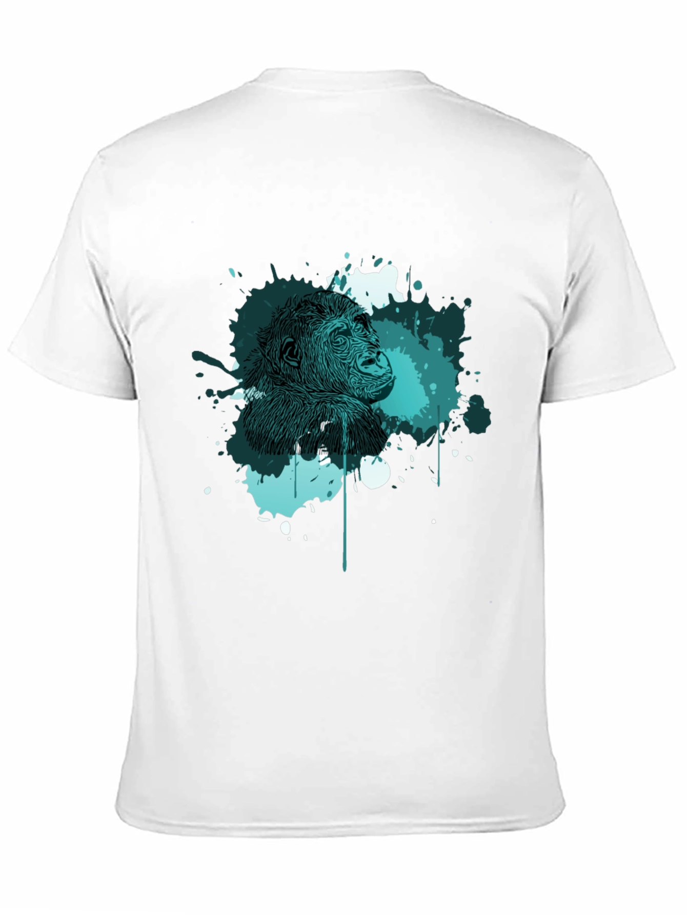 Abstract Gorilla Graphic Print Mens Black T-Shirt