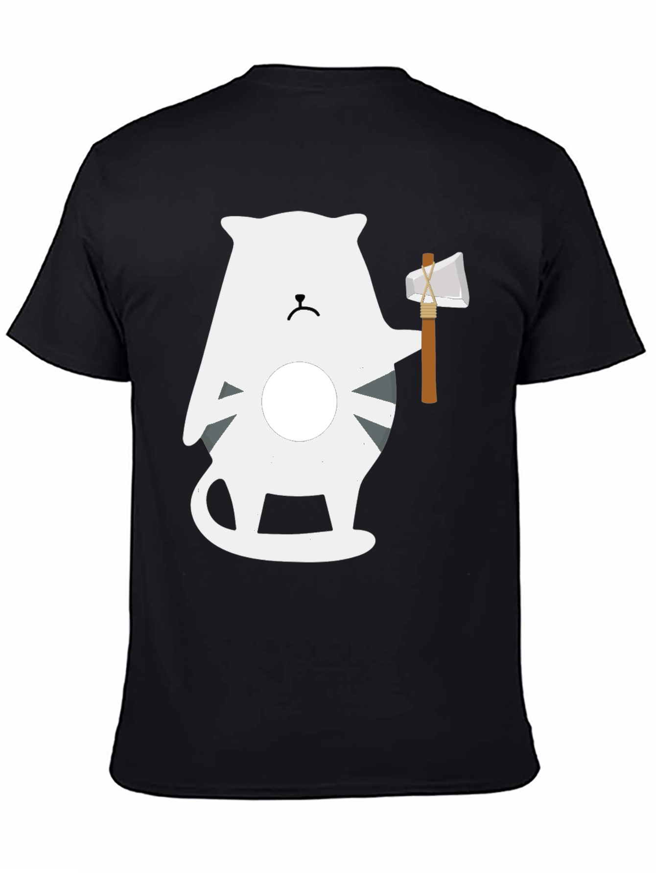 Axe Wielding Cat Graphic Tee - Black