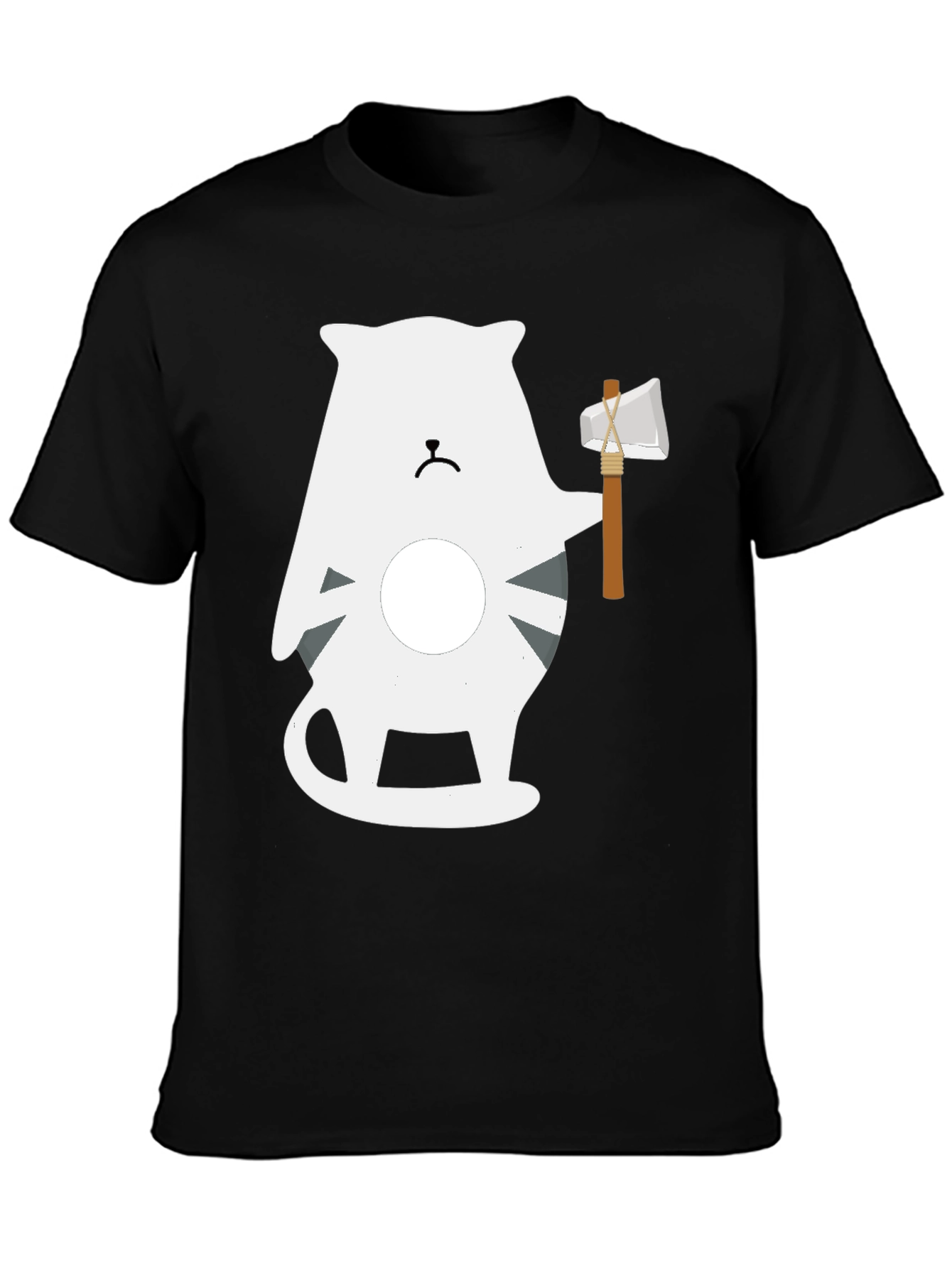 Axe Wielding Cat Graphic Tee - Black