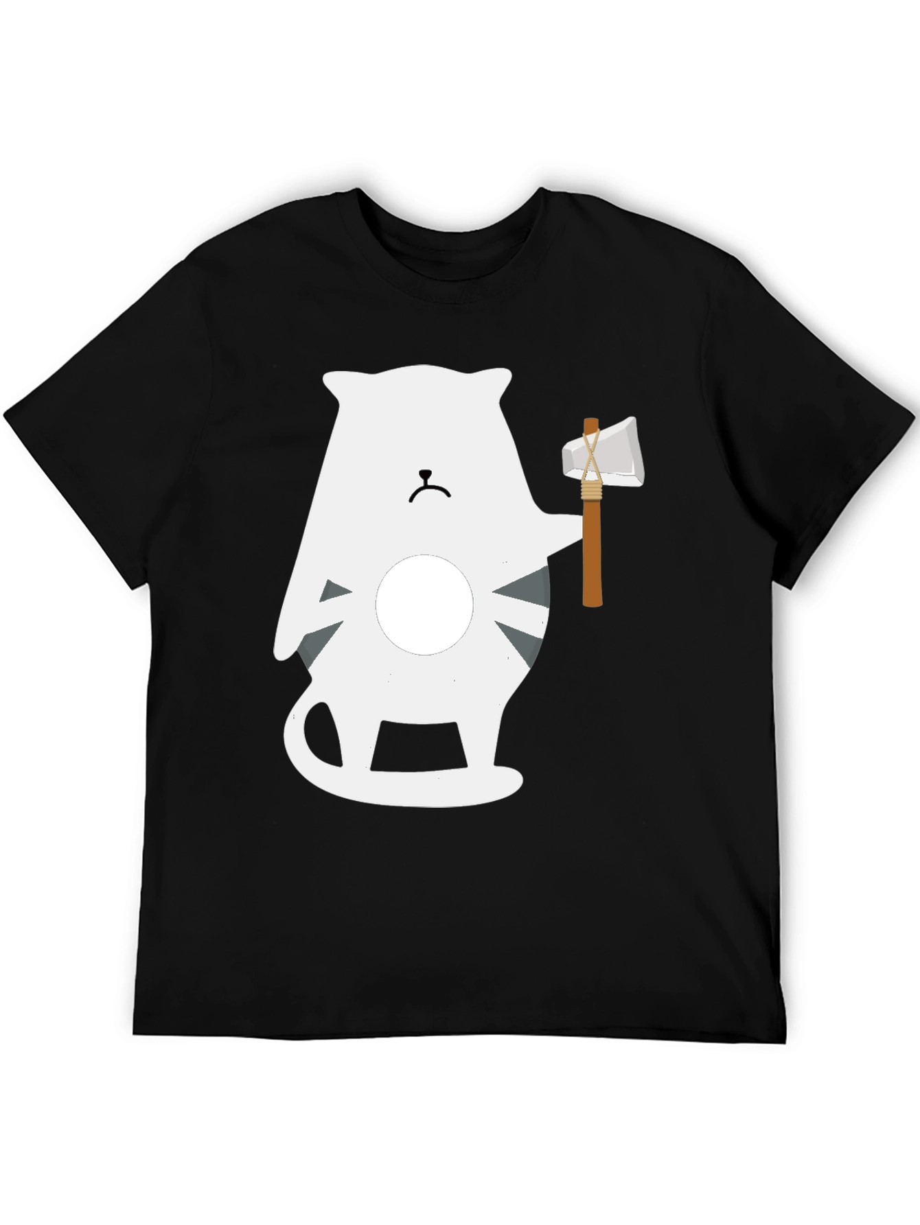 Axe Wielding Cat Graphic Tee - Black