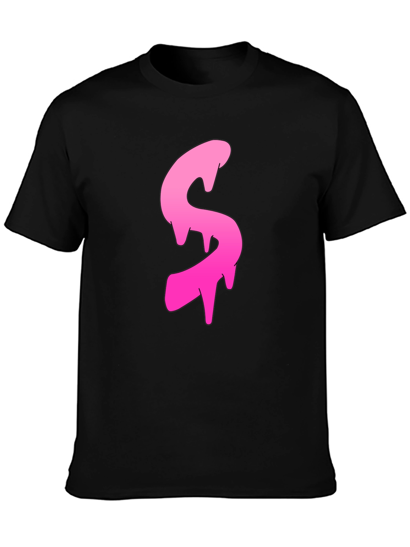Mens Black T-shirt with Pink Dripping S Design