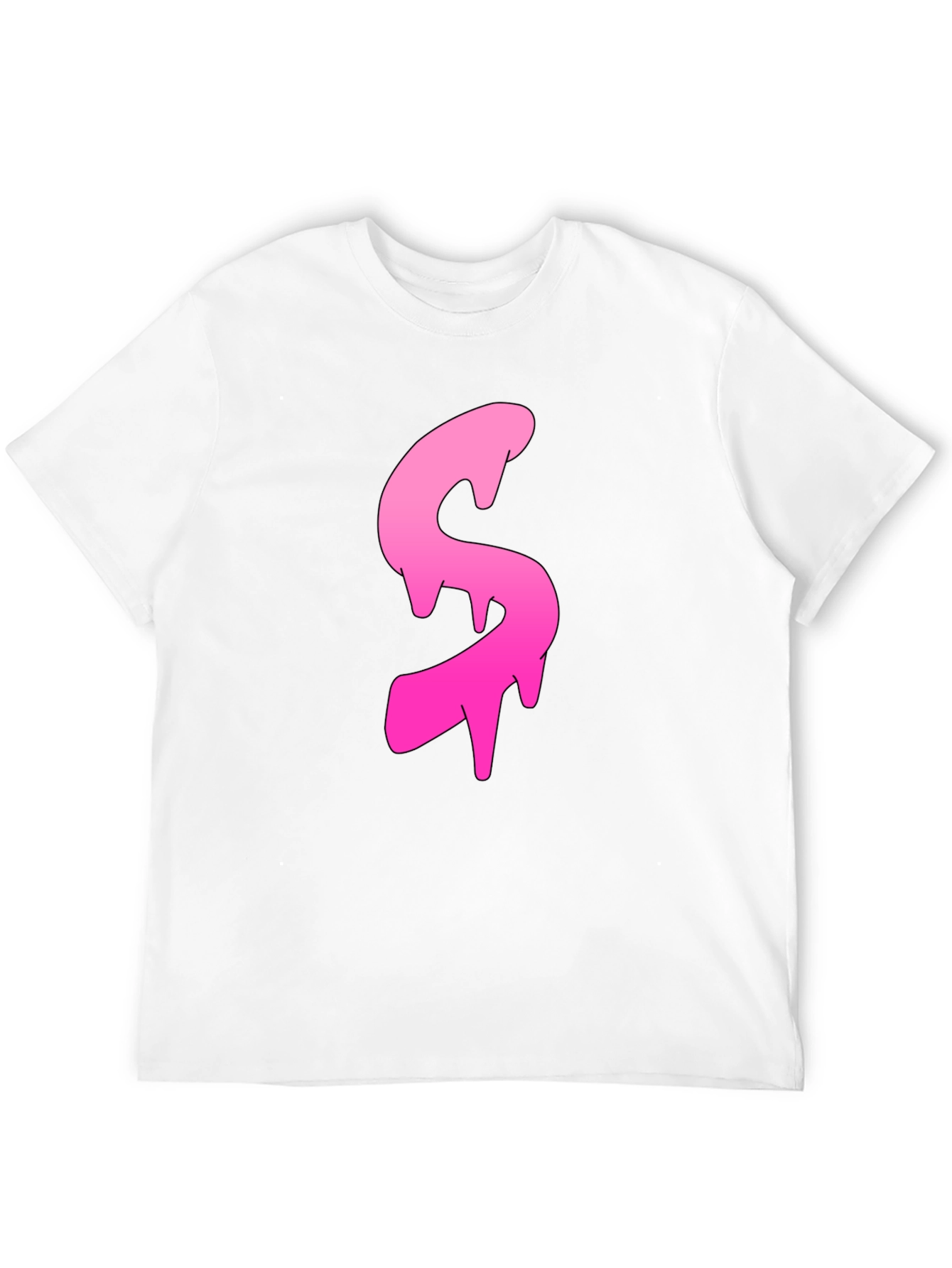 Mens Black T-shirt with Pink Dripping S Design