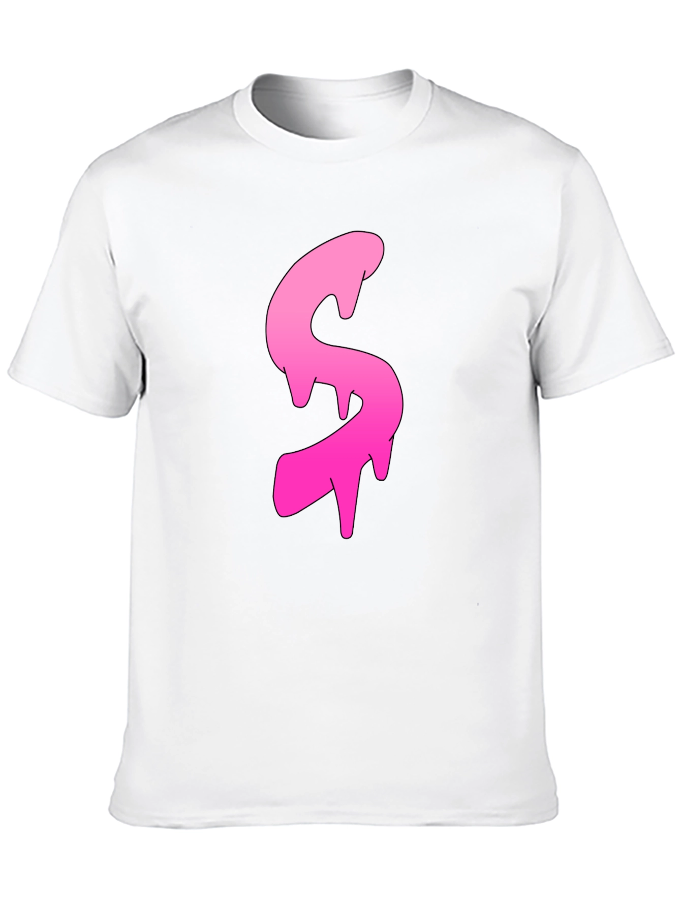 Mens Black T-shirt with Pink Dripping S Design