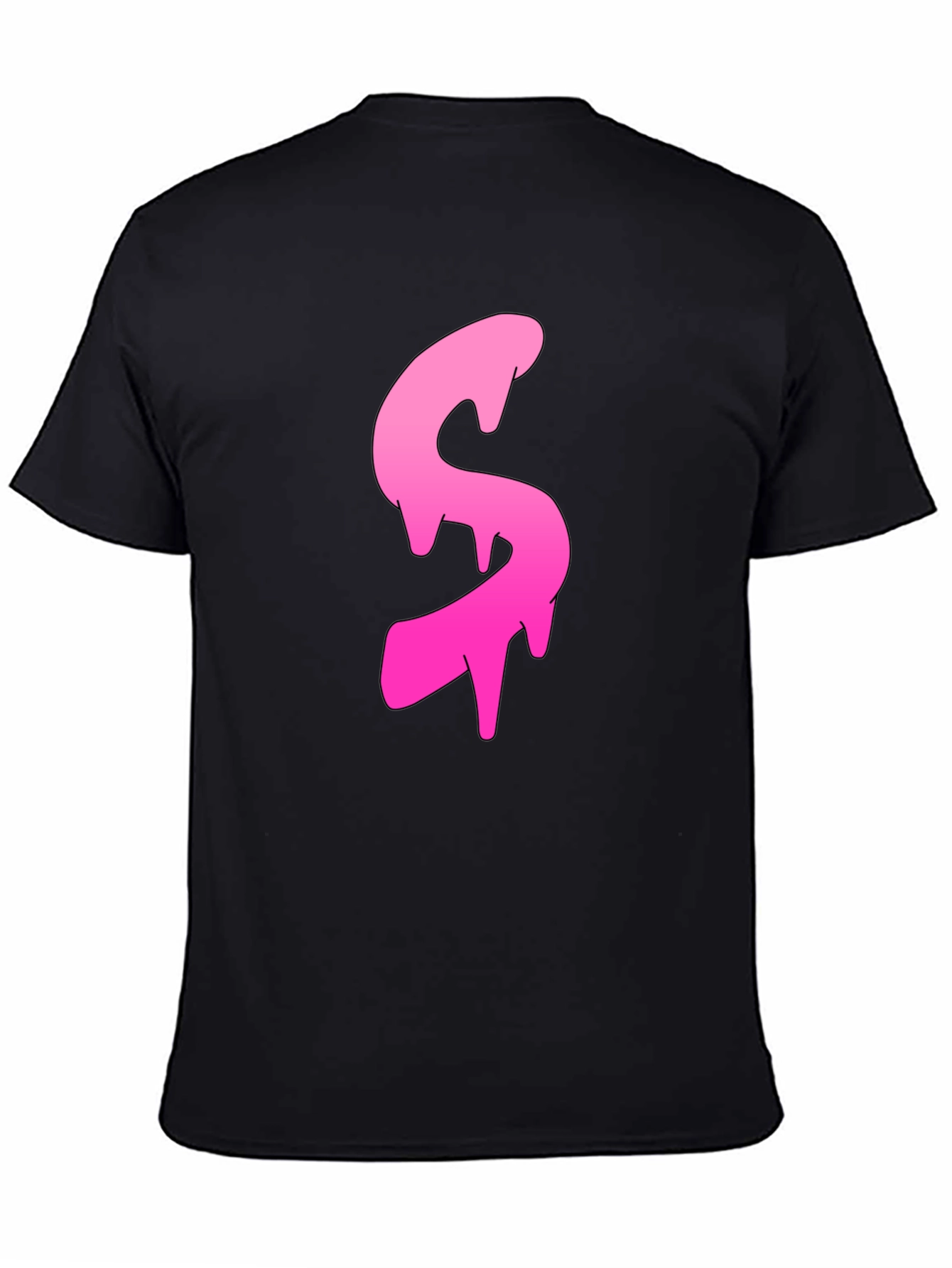 Mens Black T-shirt with Pink Dripping S Design