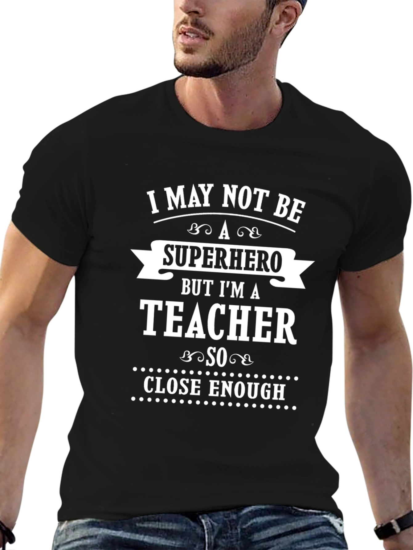 Superhero Teacher T-Shirt - Black Graphic Tee