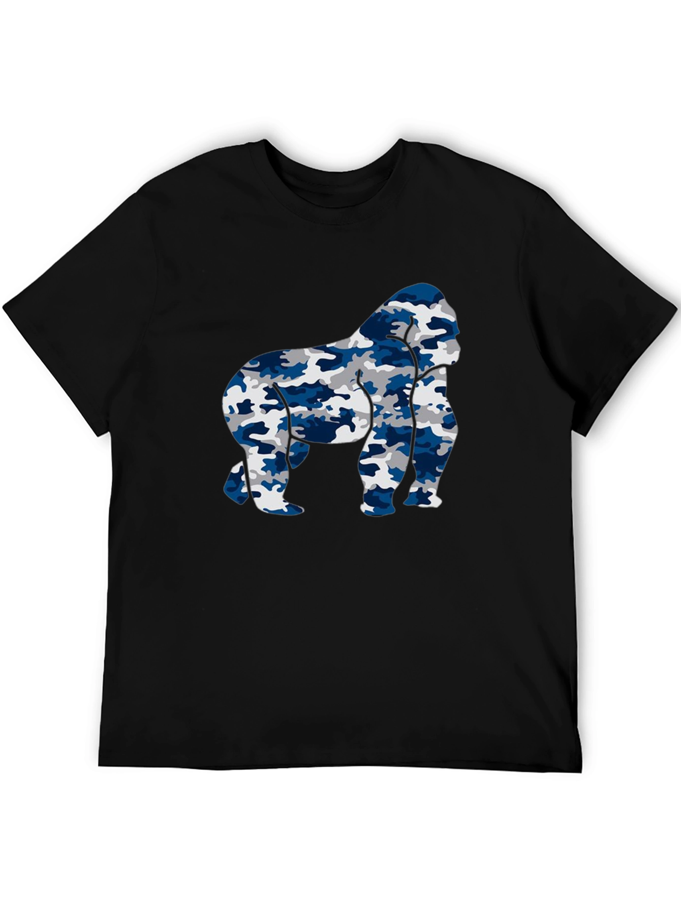 Camouflage Gorilla Graphic T-Shirt - Mens Black Tee