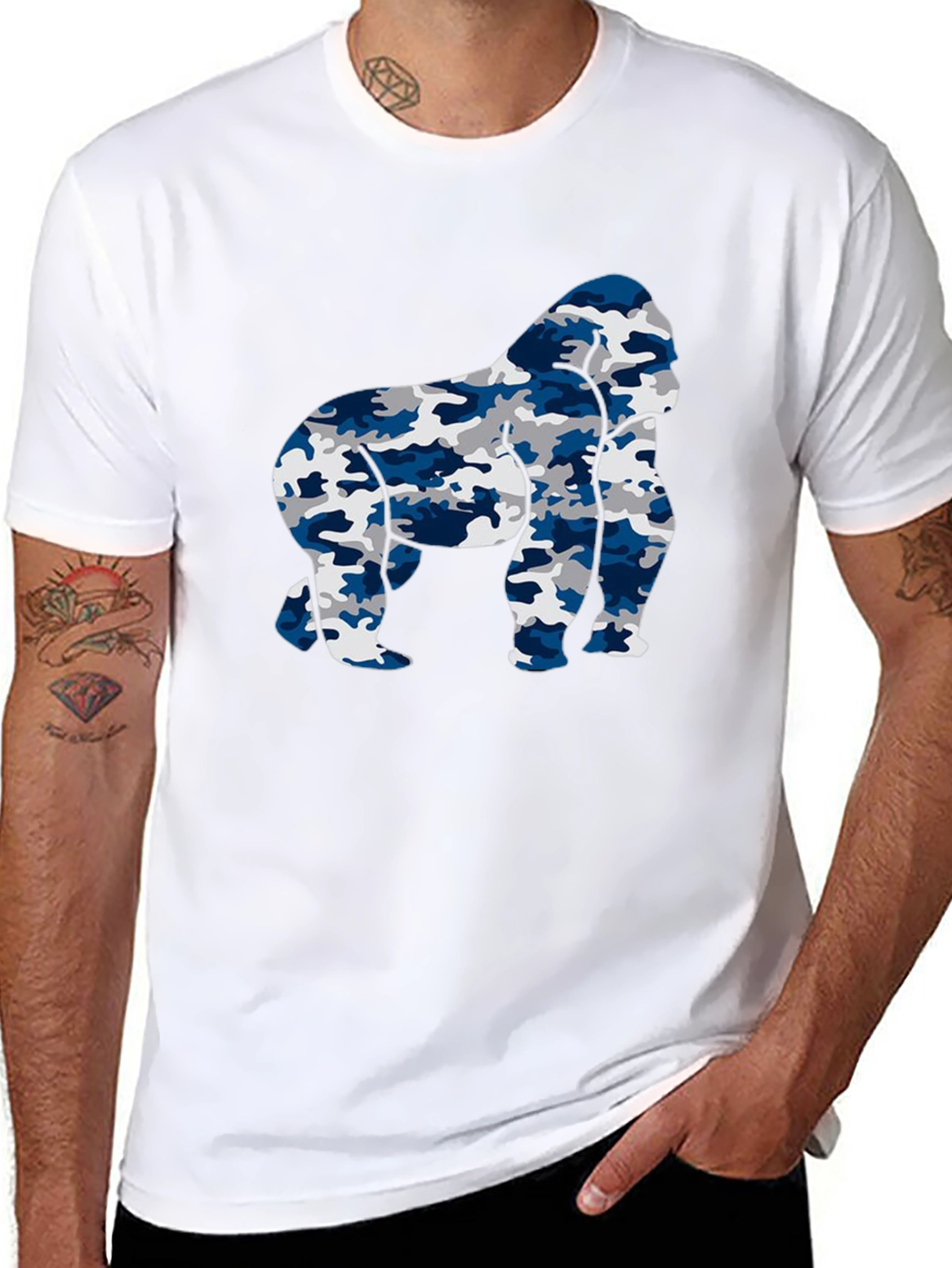 Camouflage Gorilla Graphic T-Shirt - Mens Black Tee