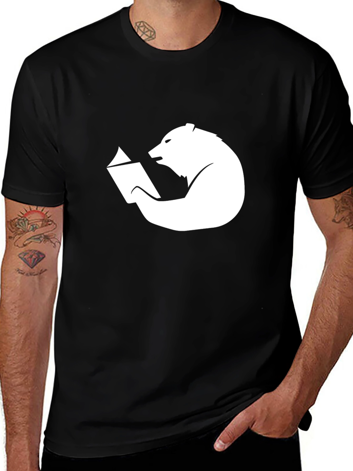 Bear Reading Book Graphic T-Shirt