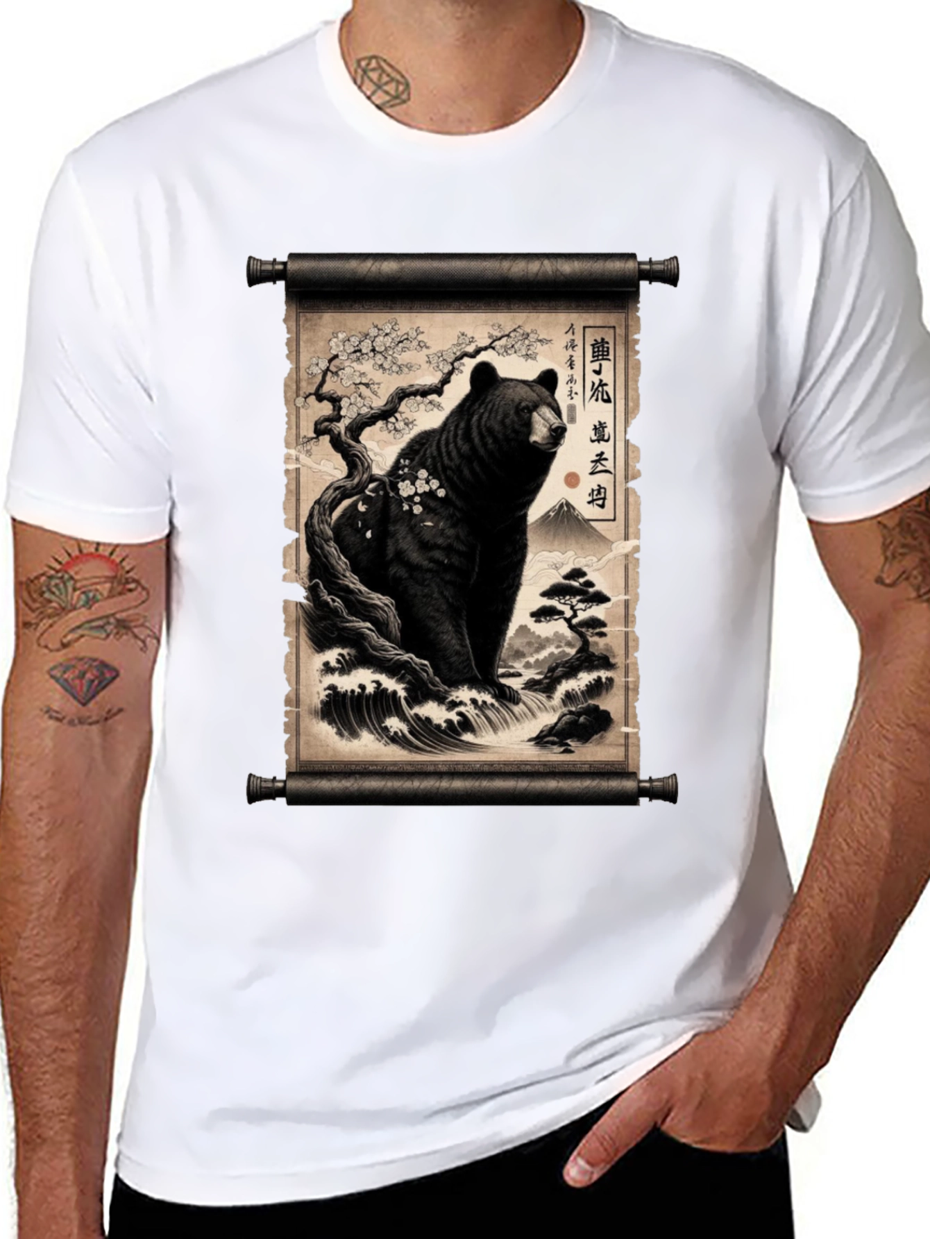 Japanese Bear Scroll T-Shirt