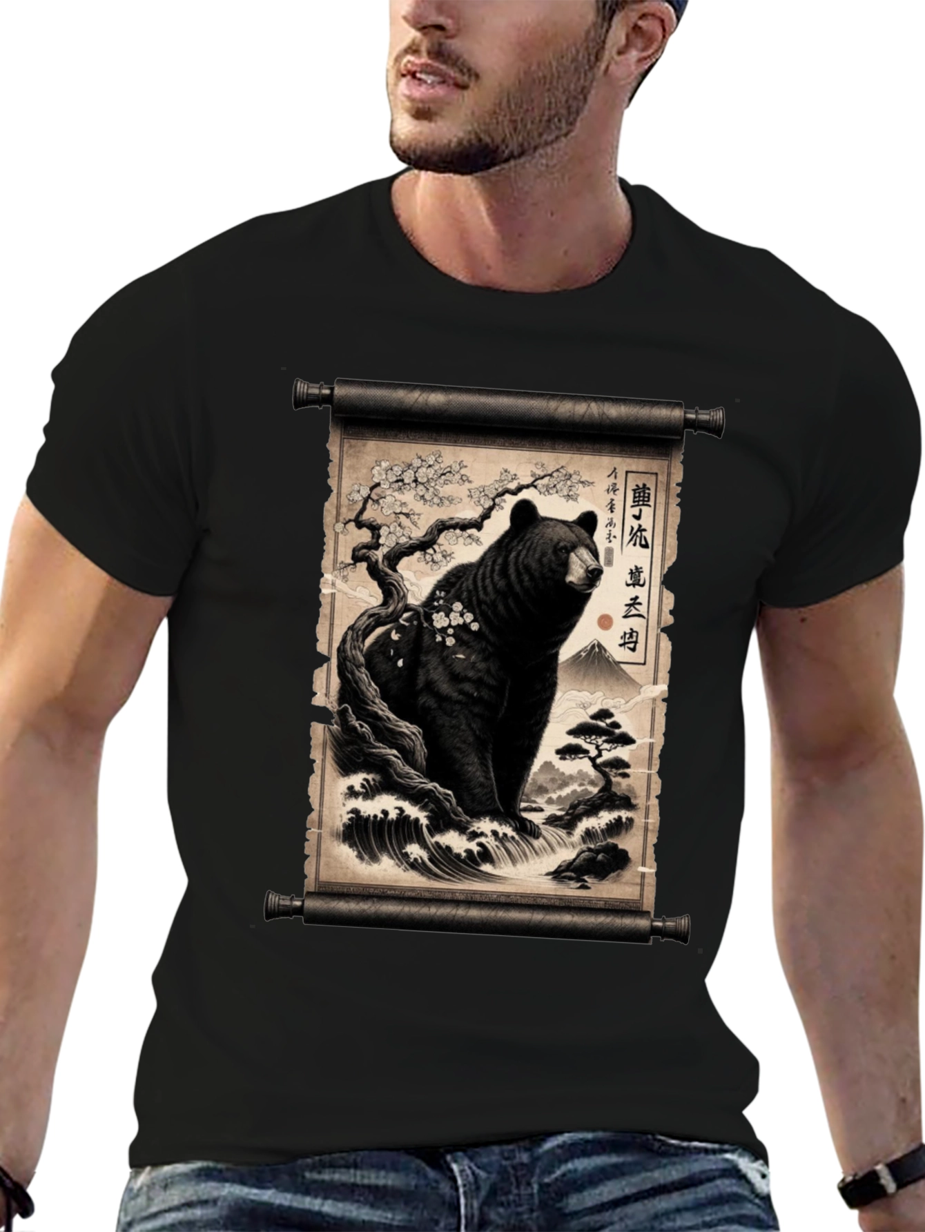 Japanese Bear Scroll T-Shirt
