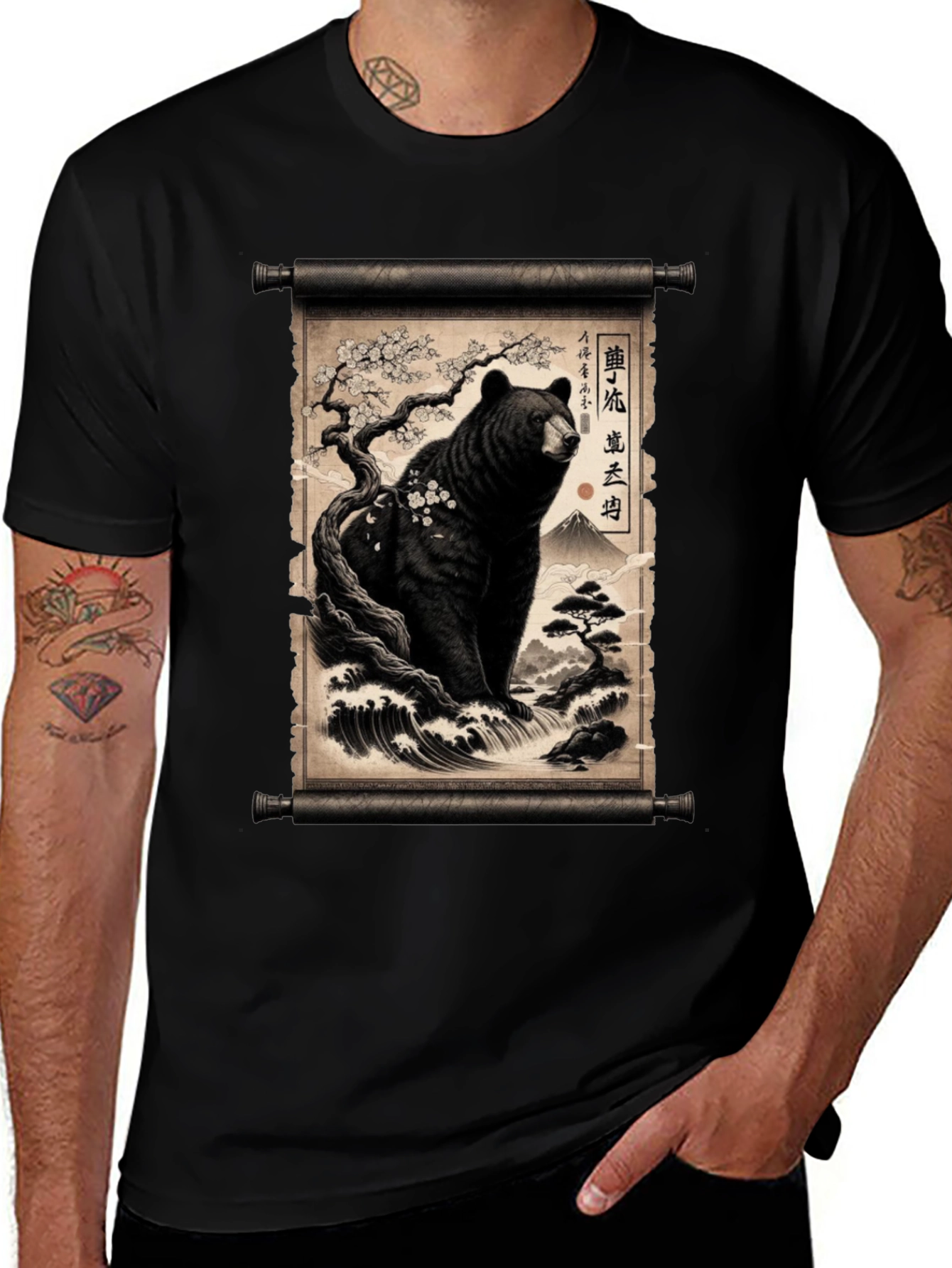 Japanese Bear Scroll T-Shirt