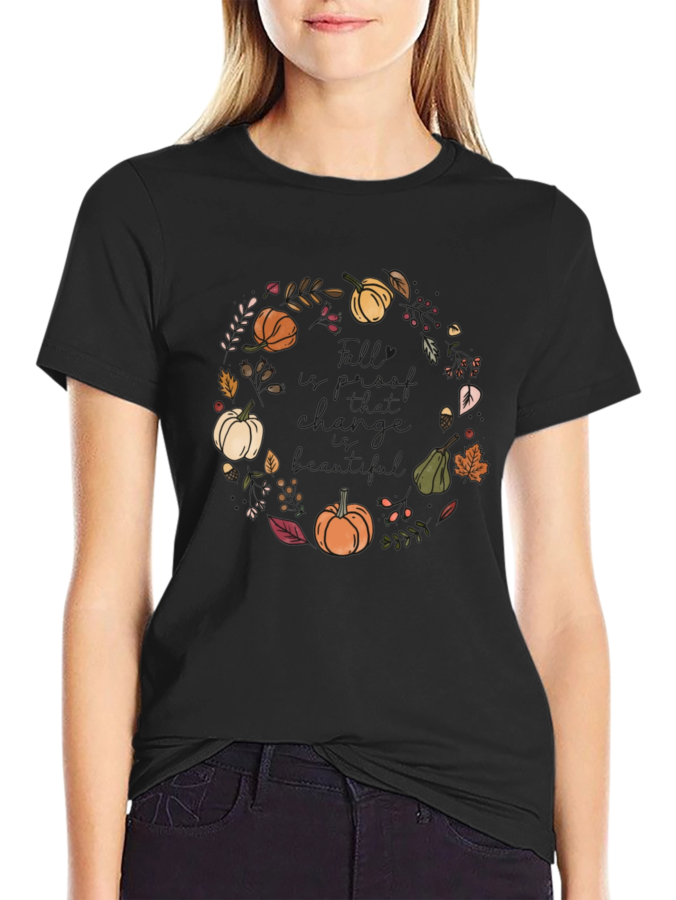 Fall Harvest Wreath T-Shirt - Autumn Design