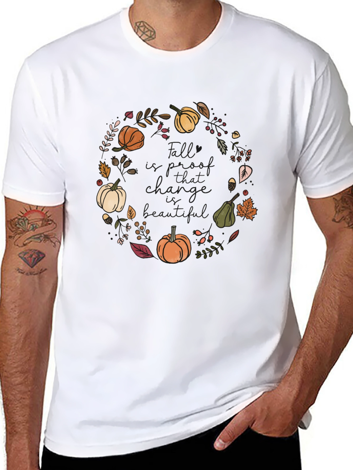 Fall Harvest Wreath T-Shirt - Autumn Design