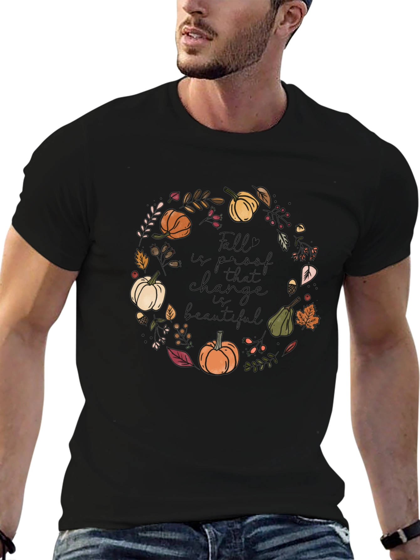 Fall Harvest Wreath T-Shirt - Autumn Design
