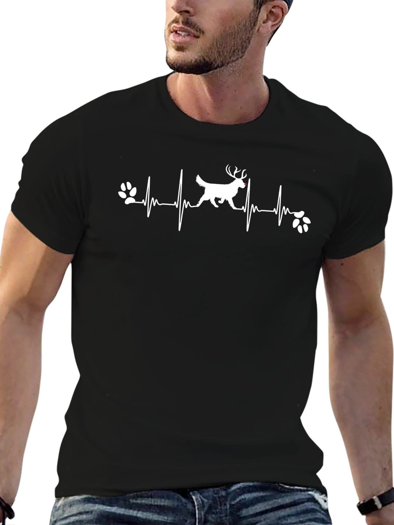 Dog Heartbeat T-Shirt - Unisex Black Tee