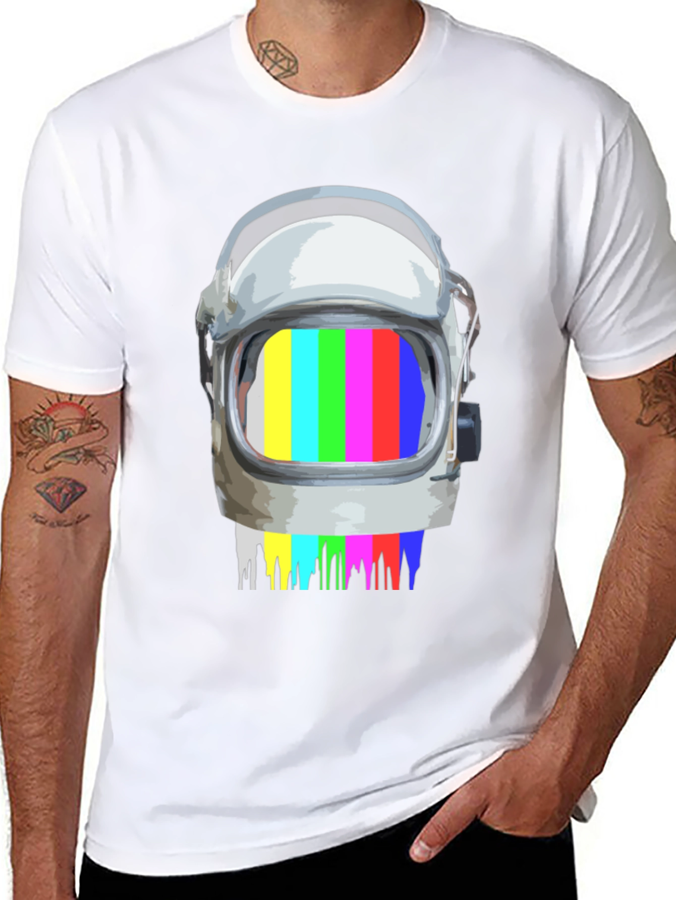 Retro Astronaut Helmet Glitch T-Shirt
