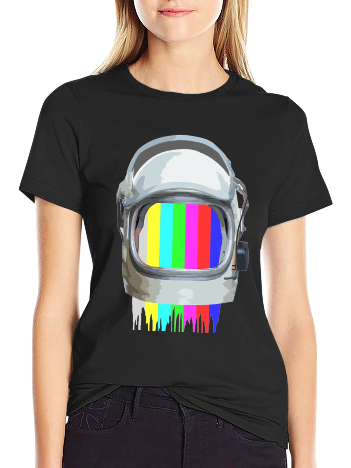 Retro Astronaut Helmet Glitch T-Shirt