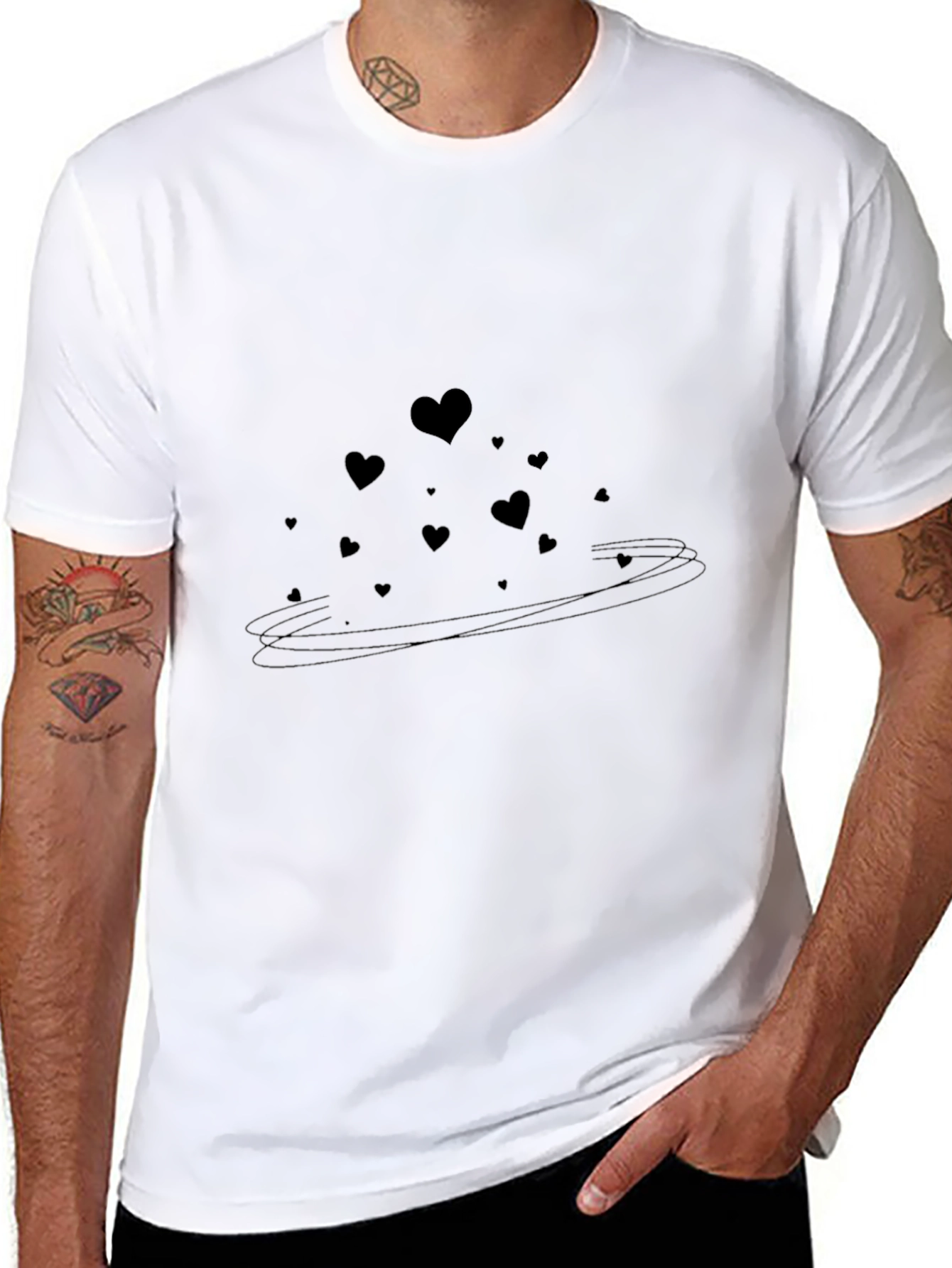 Heart Swirl Graphic Tee - Stylish Black T-Shirt