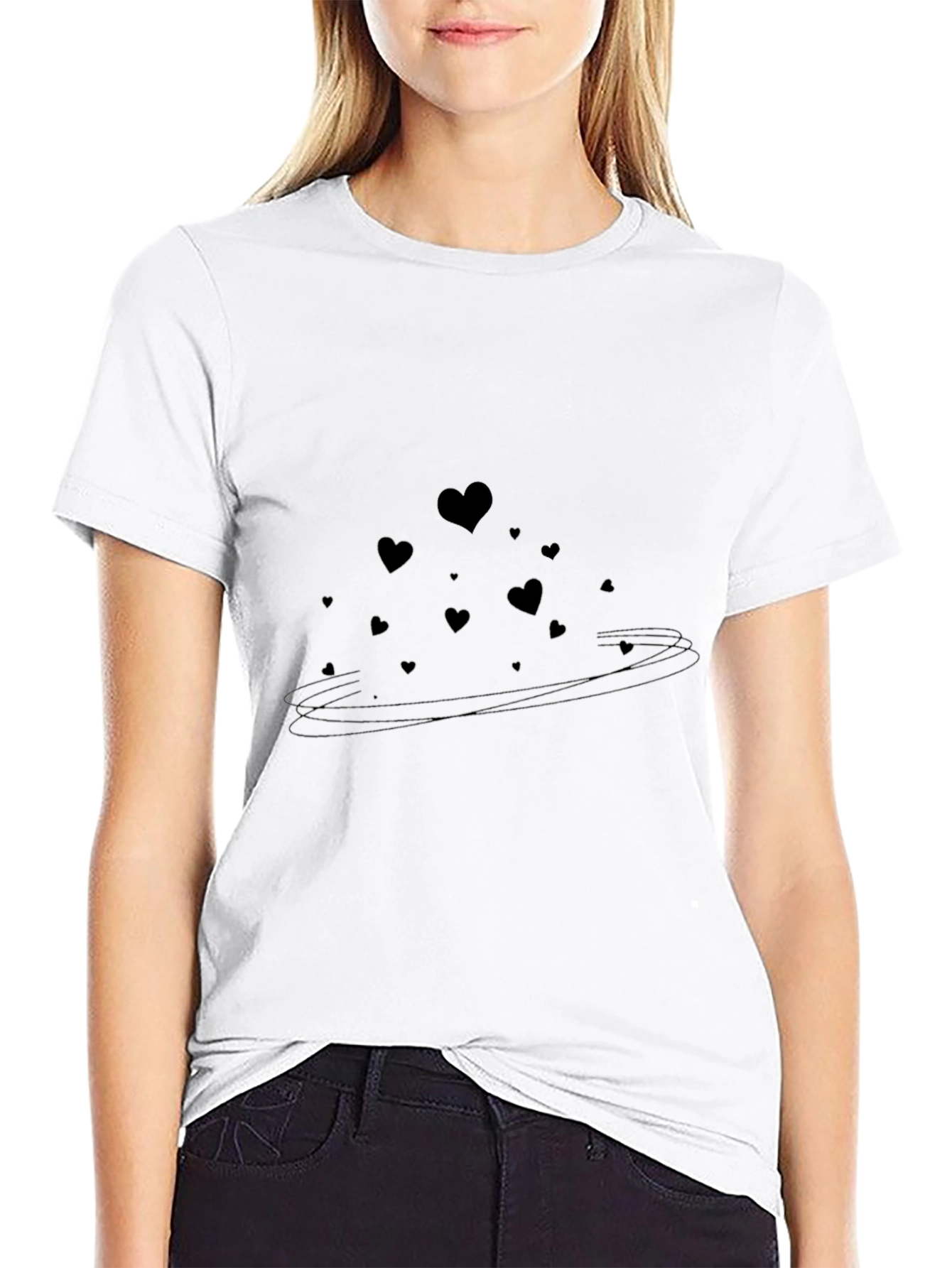 Heart Swirl Graphic Tee - Stylish Black T-Shirt
