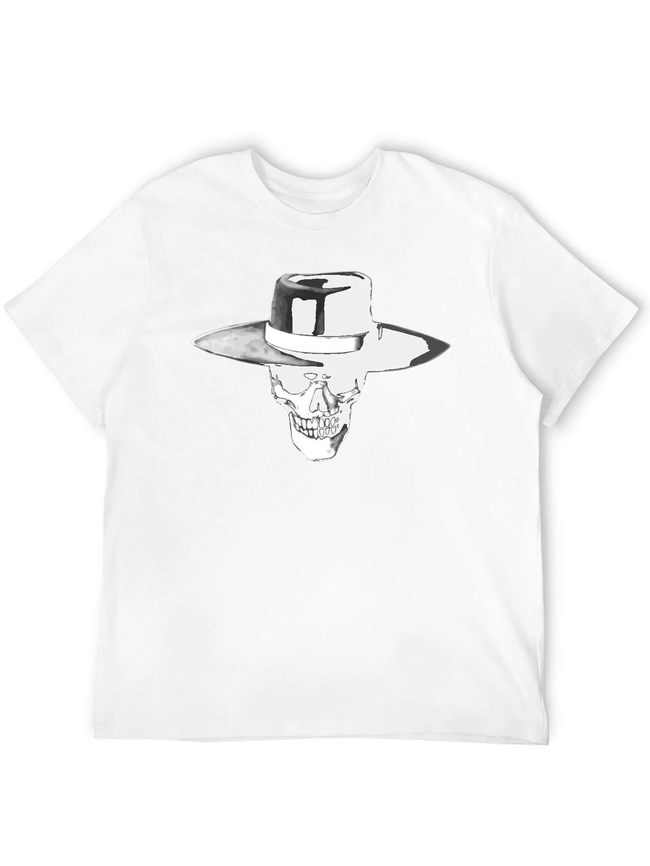 Skull in Hat Graphic Black T-Shirt