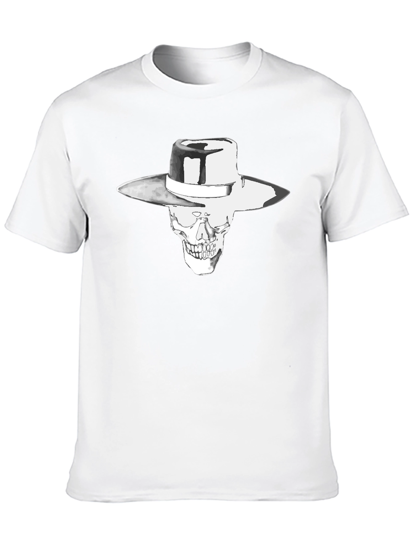 Skull in Hat Graphic Black T-Shirt