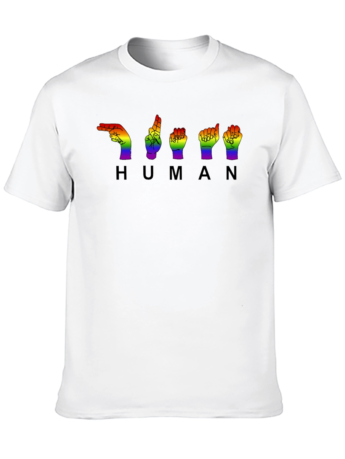 LGBTQ+ Pride HUMAN Sign Language Black T-Shirt