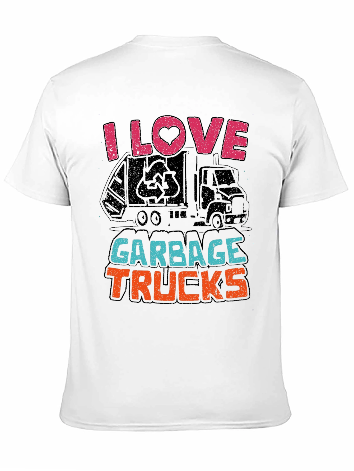 I Love Garbage Trucks T-Shirt - Black