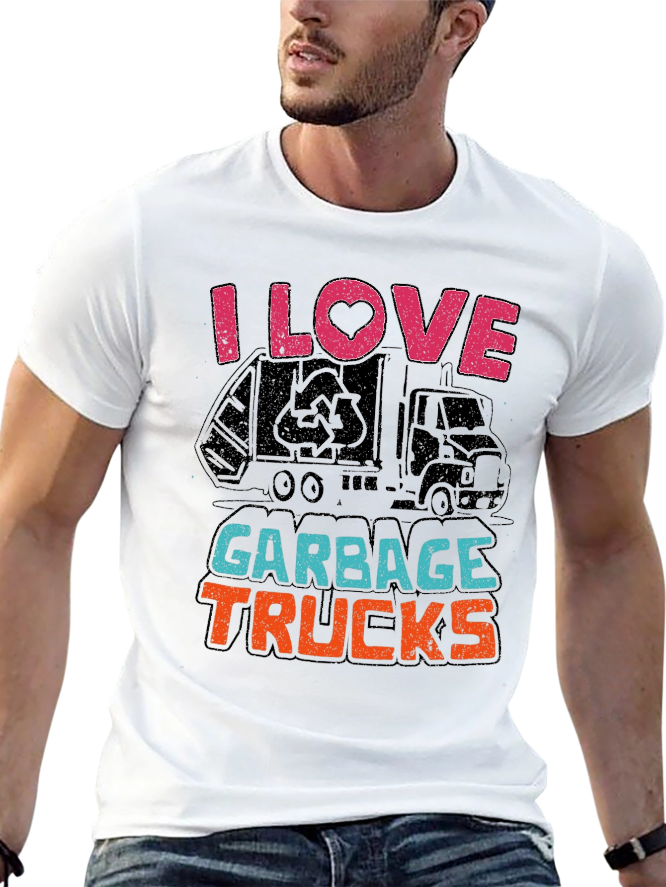 I Love Garbage Trucks T-Shirt - Black