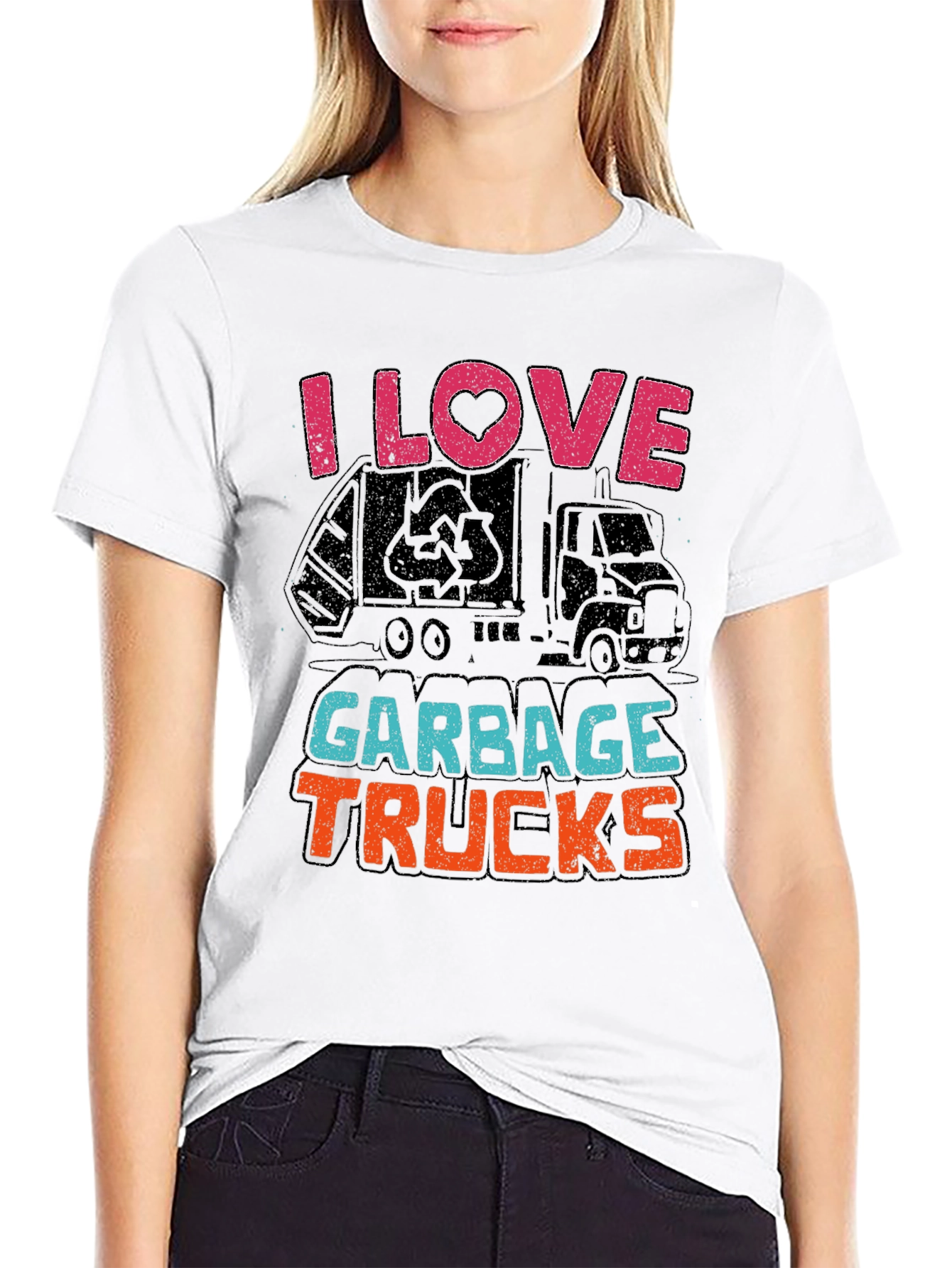 I Love Garbage Trucks T-Shirt - Black