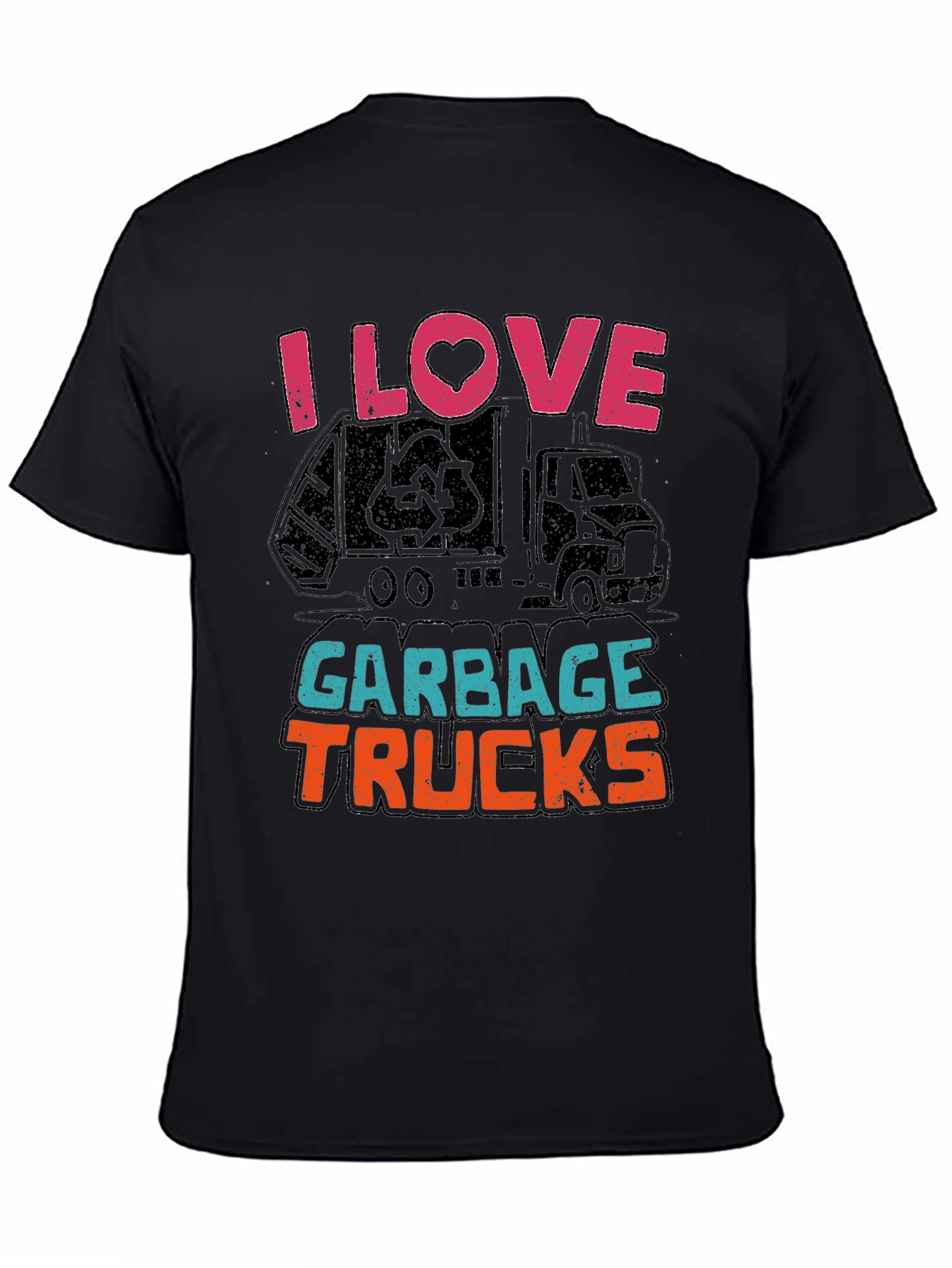 I Love Garbage Trucks T-Shirt - Black