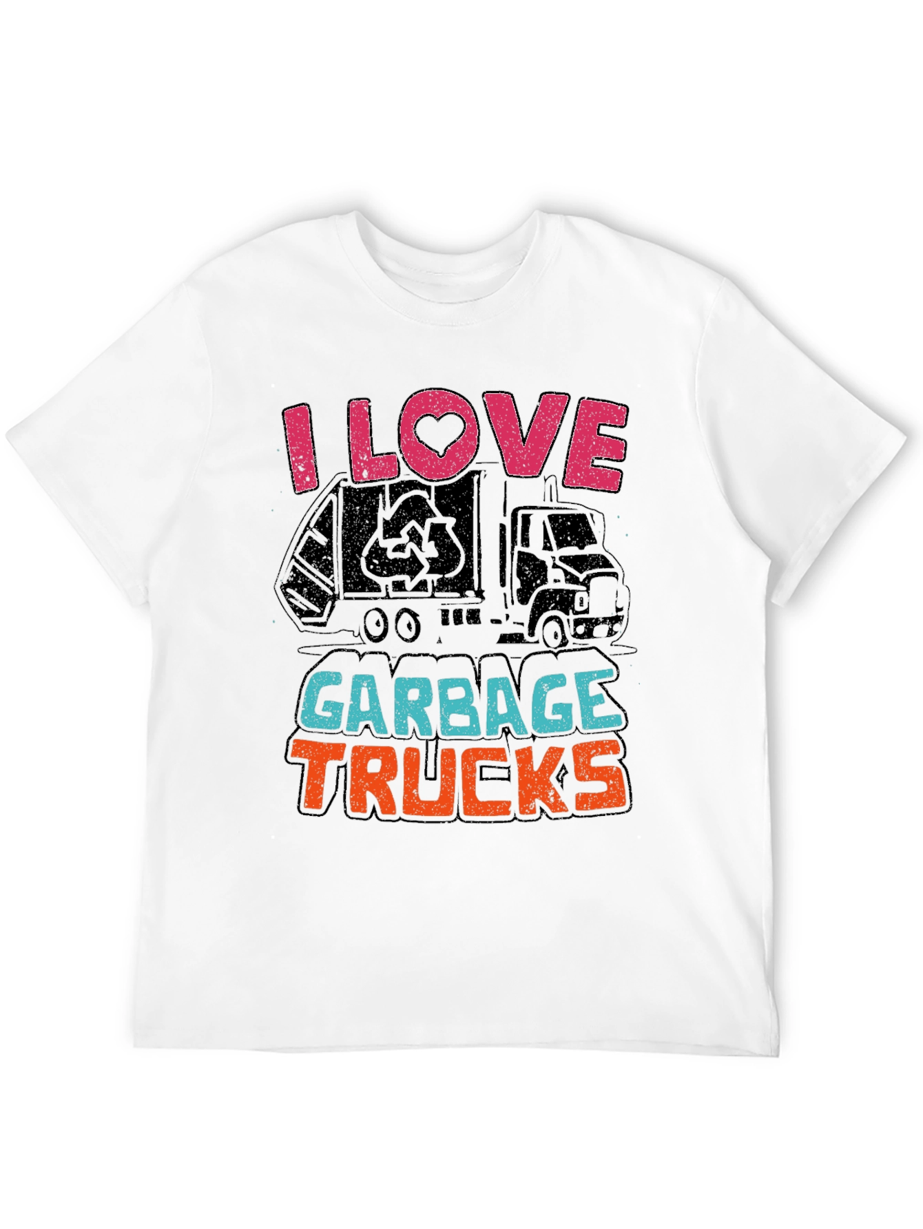 I Love Garbage Trucks T-Shirt - Black