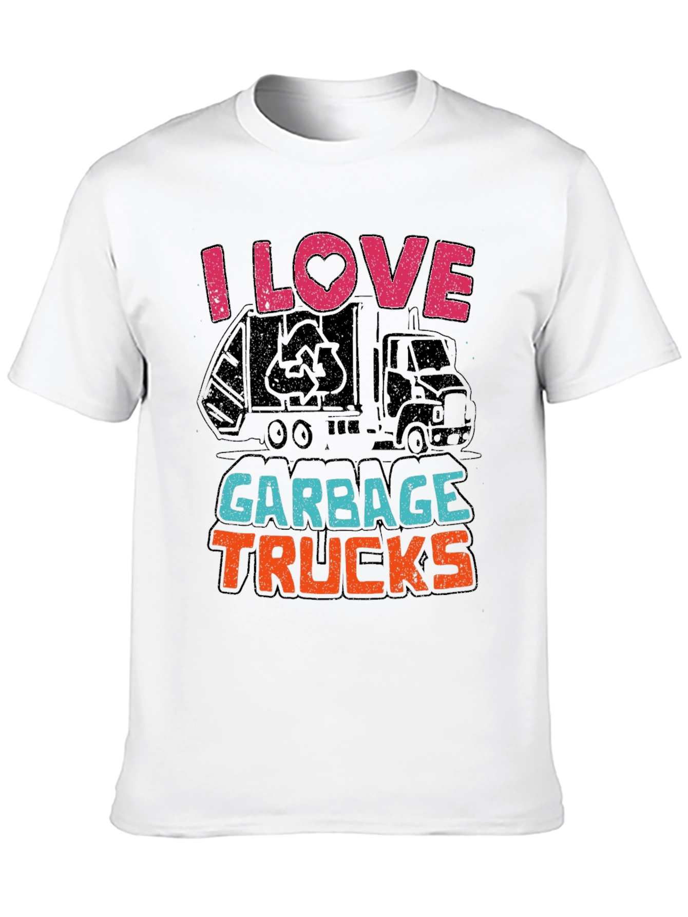 I Love Garbage Trucks T-Shirt - Black