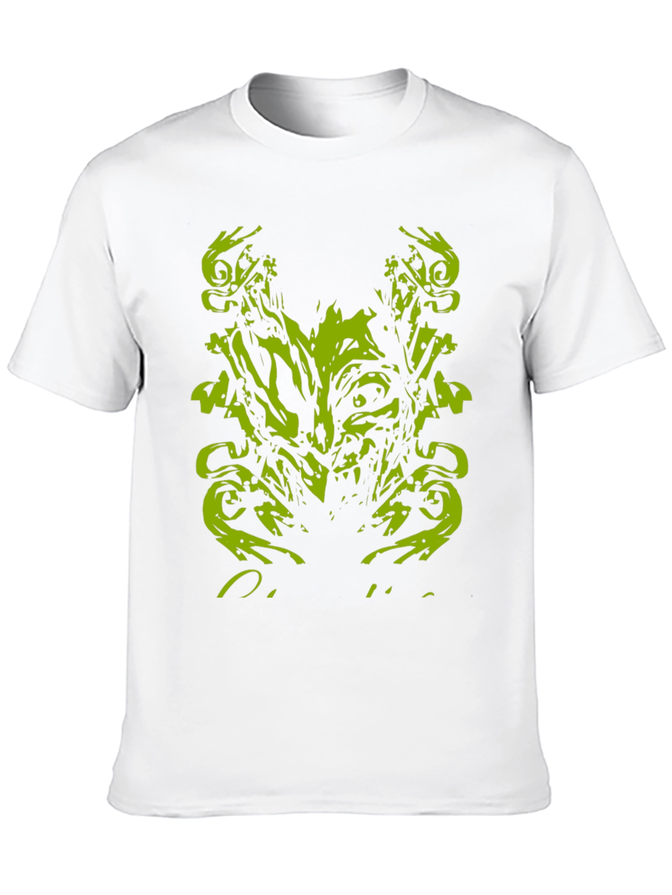 Mens Black T-Shirt with Abstract Green Monster Graphic