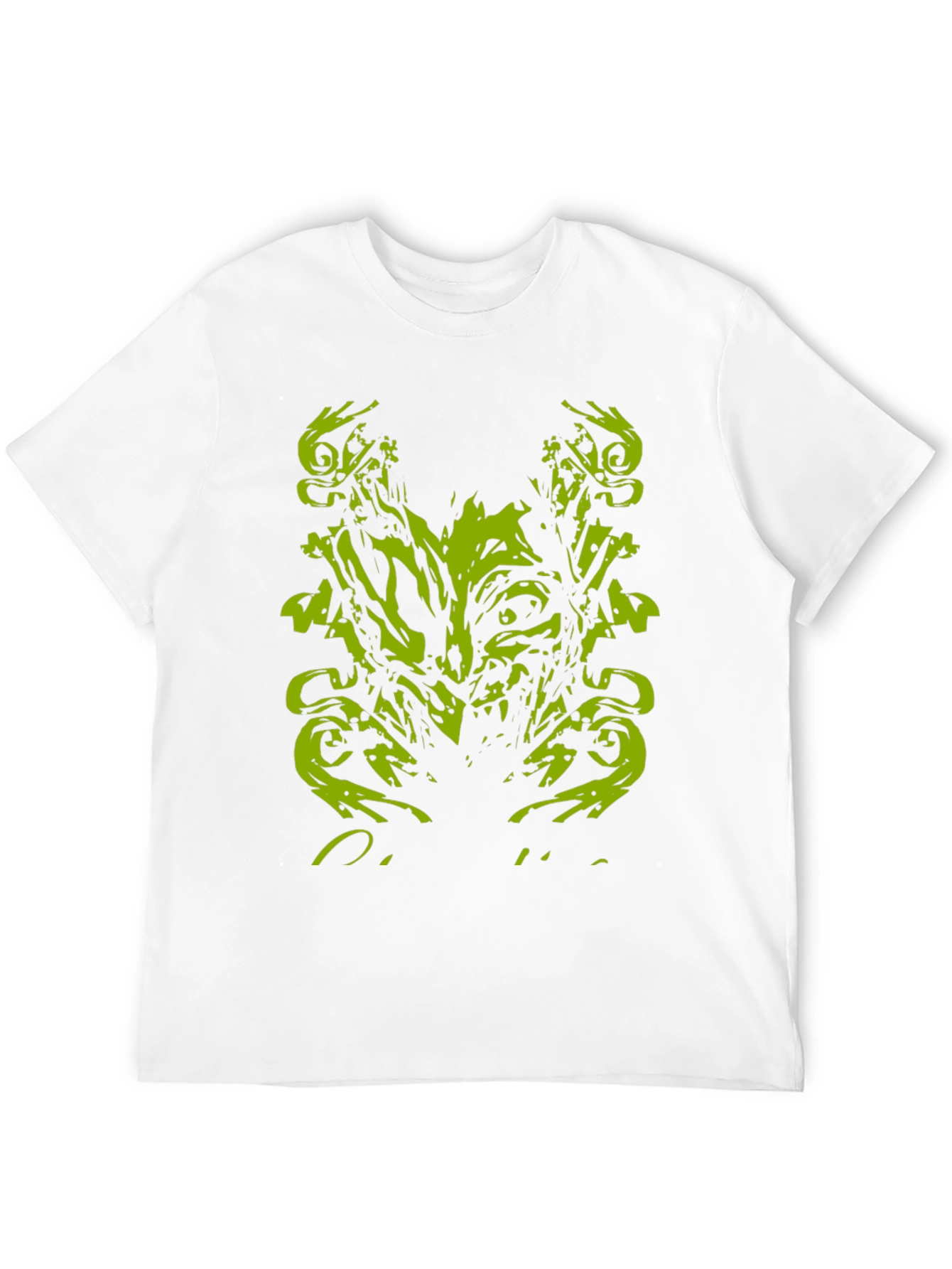 Mens Black T-Shirt with Abstract Green Monster Graphic