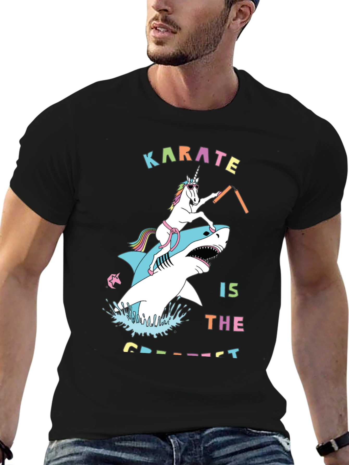 Karate Shark Unicorn Graphic Tee