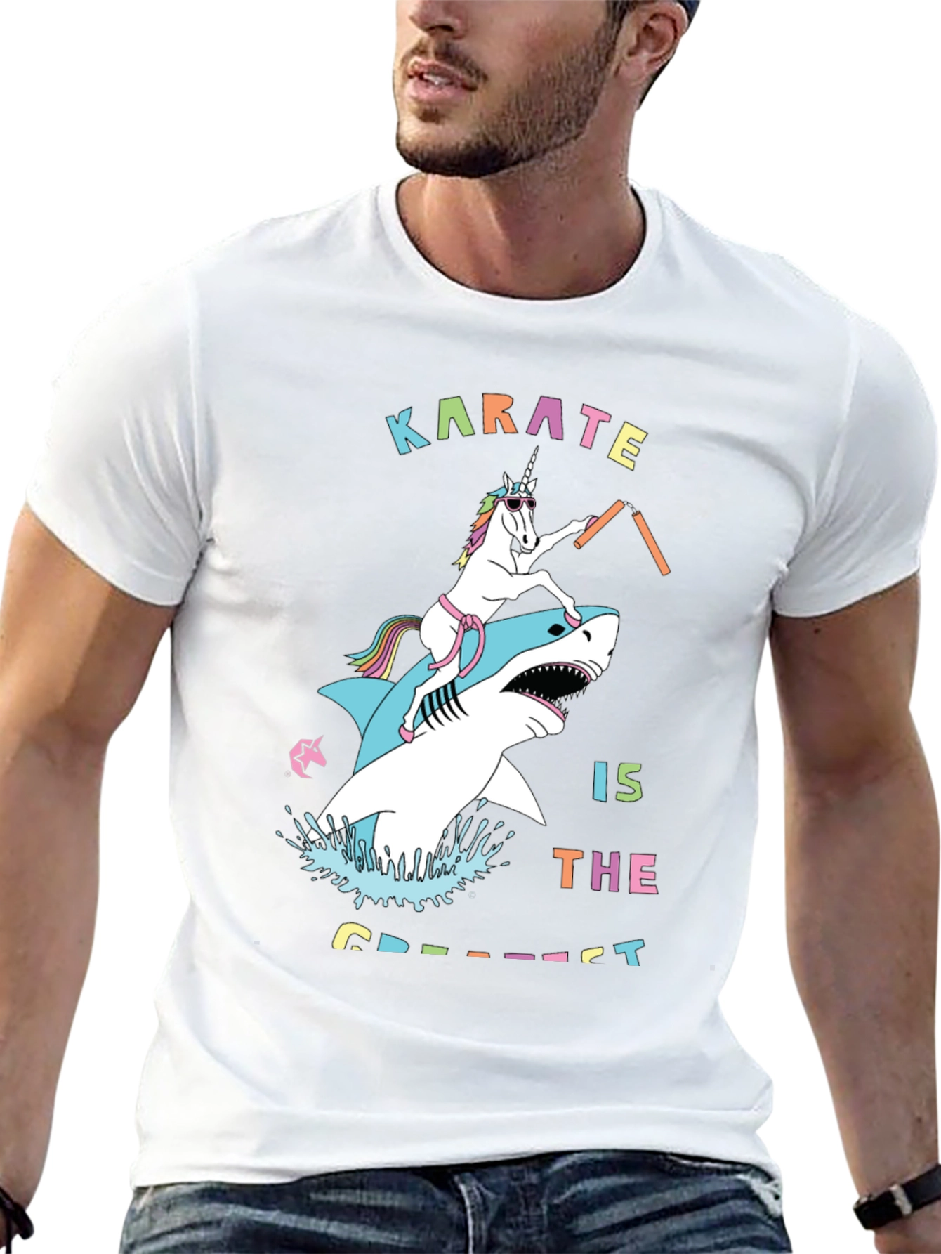 Karate Shark Unicorn Graphic Tee