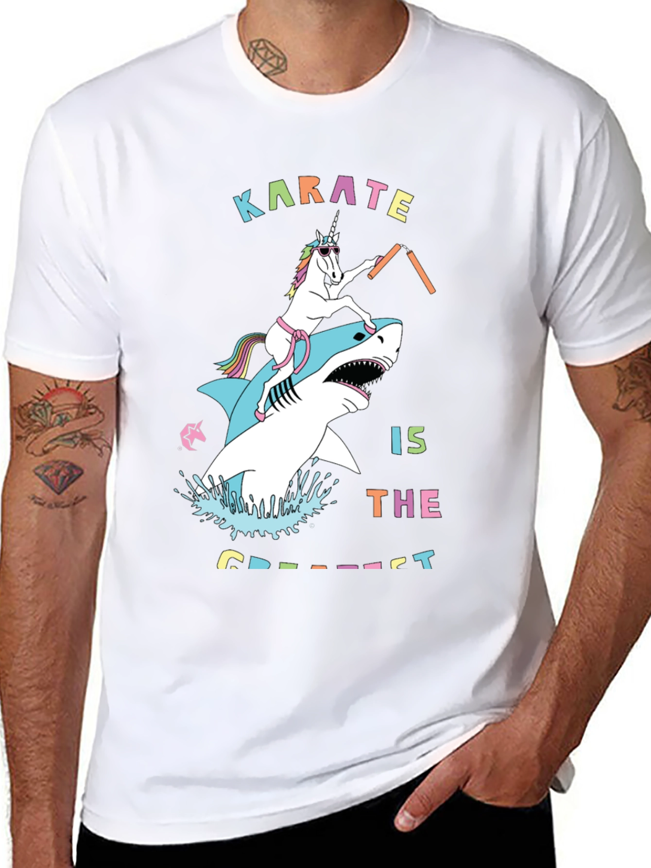 Karate Shark Unicorn Graphic Tee
